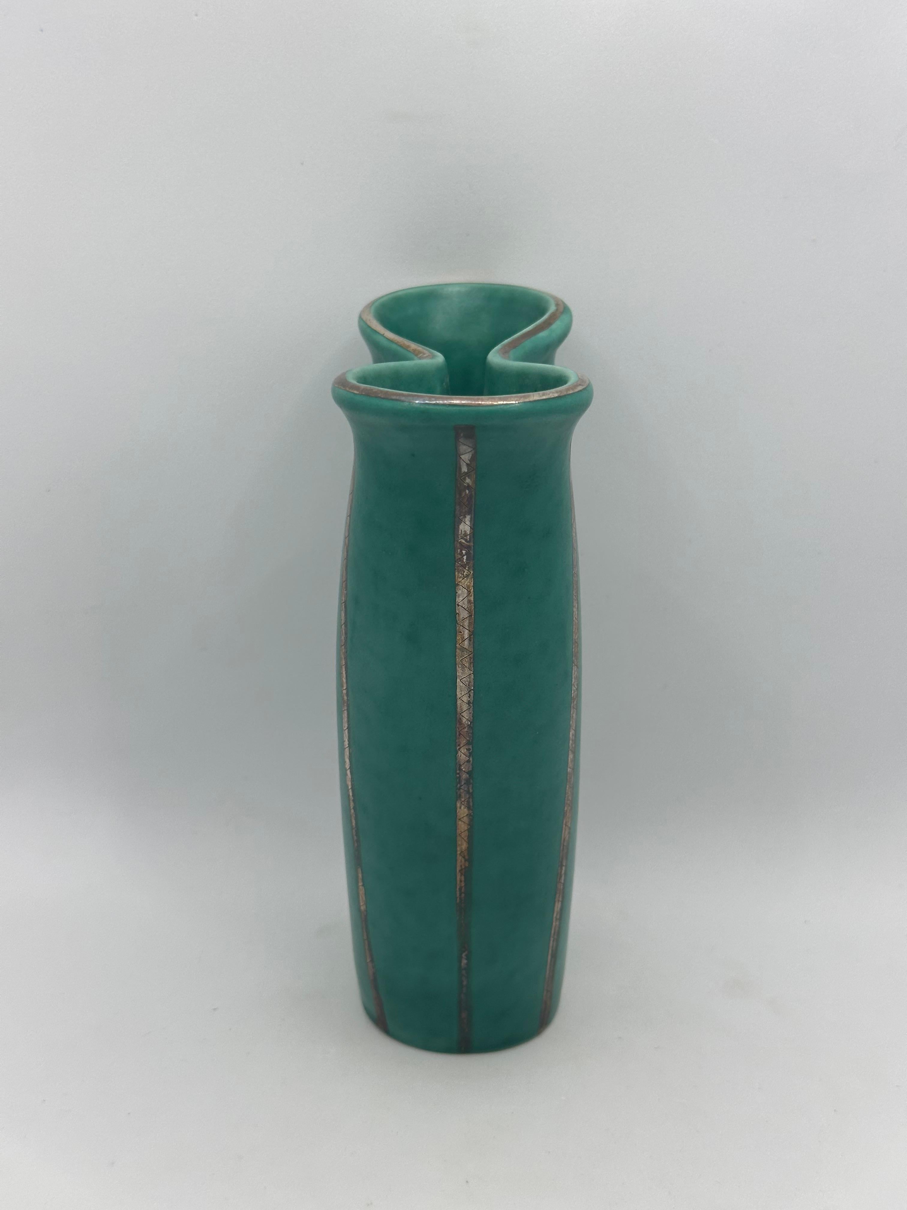 Vase Wilhelm Kage 'argenta' pour Gustavsberg Suède 1950 Signé Bon état - En vente à Paris, FR