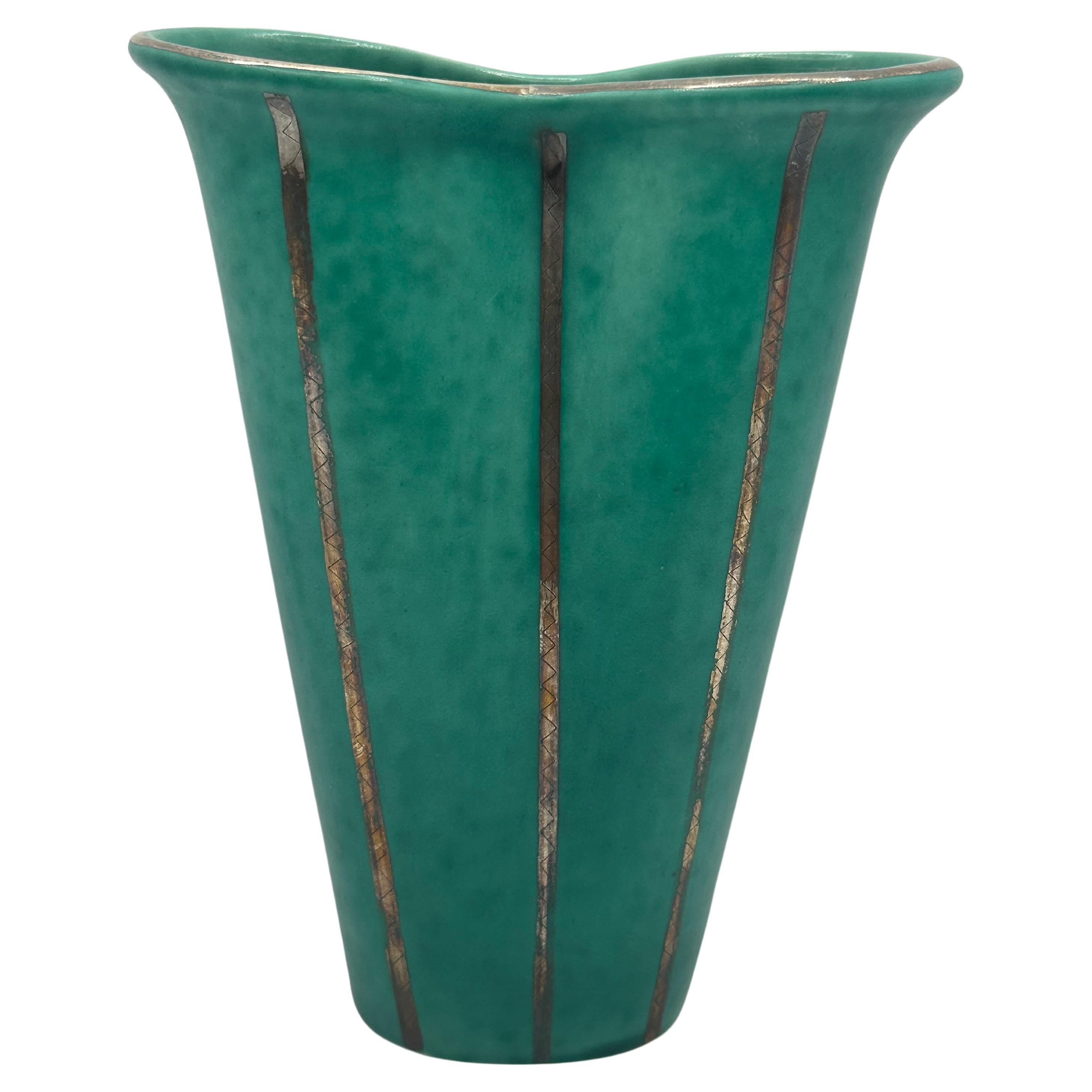 Vase Wilhelm Kage 'argenta' pour Gustavsberg Suède 1950 Signé en vente