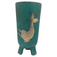 Wilhelm Kage vase  "Argenta" Gustavsberg Sweden 1950. Signed