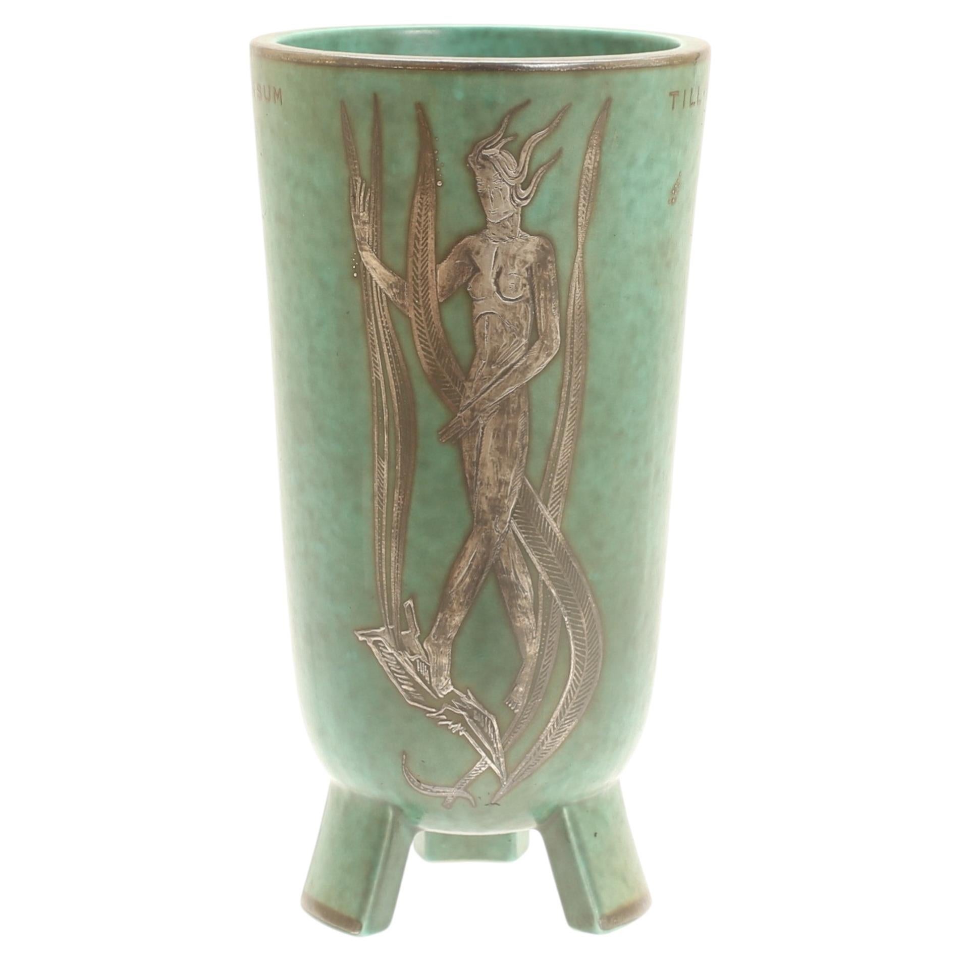 Wilhelm Kage vase  "Argenta" Gustavsberg Sweden 1950. Signed