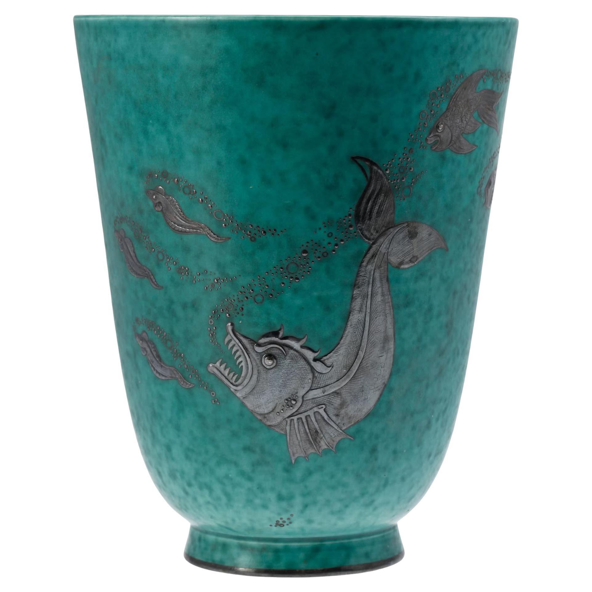 Vaso Wilhelm Kage in ceramica 'ARGENTA' per Gustavsberg Svezia anni '40 Marcato