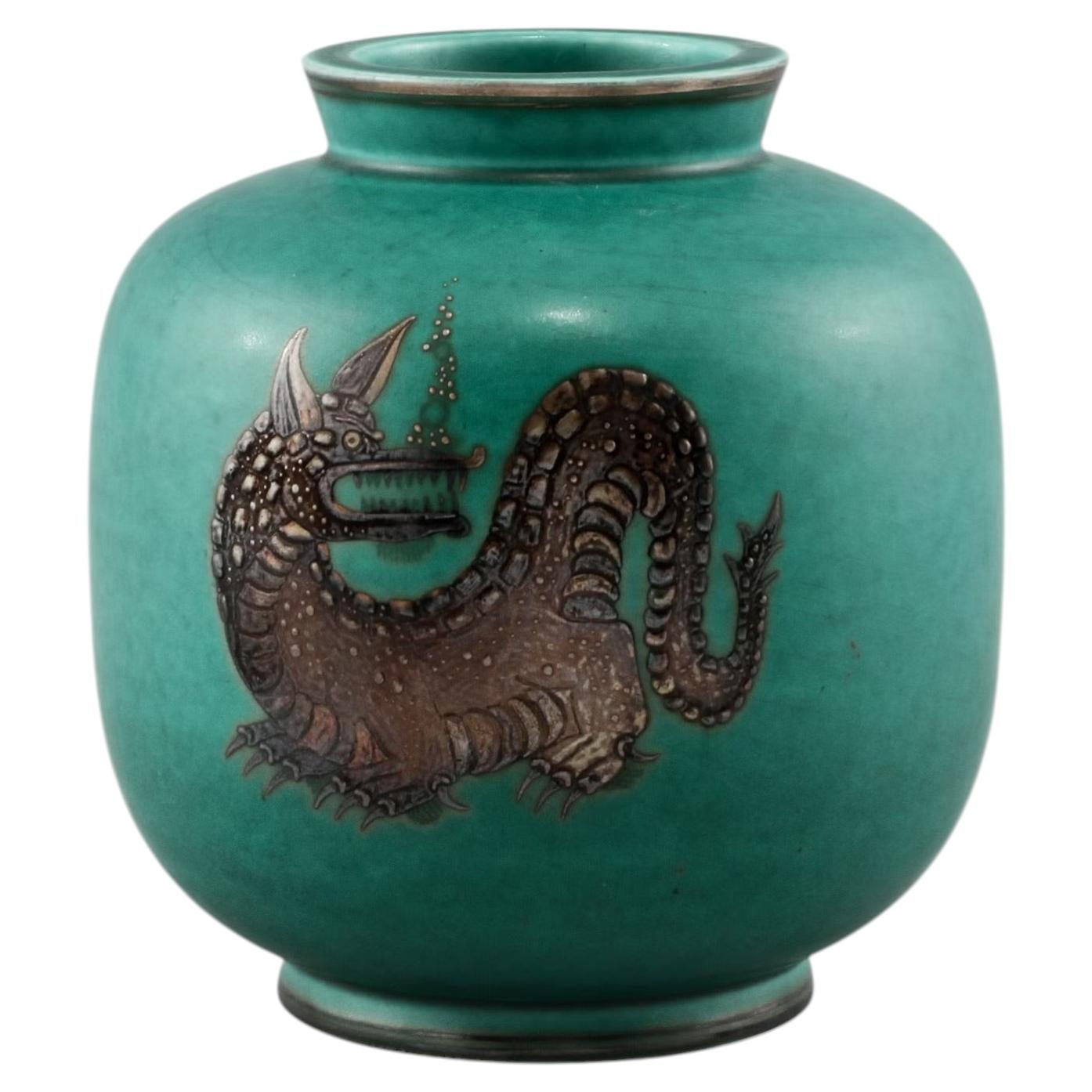 Vaso Wilhelm Kage in ceramica "ARGENTA" Gustavsberg Svezia 1950s Marcato