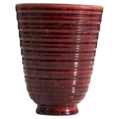 Wilhelm Kåge, Vase, Red-Glazed Stoneware, Gustavsberg, Sweden, 1950s