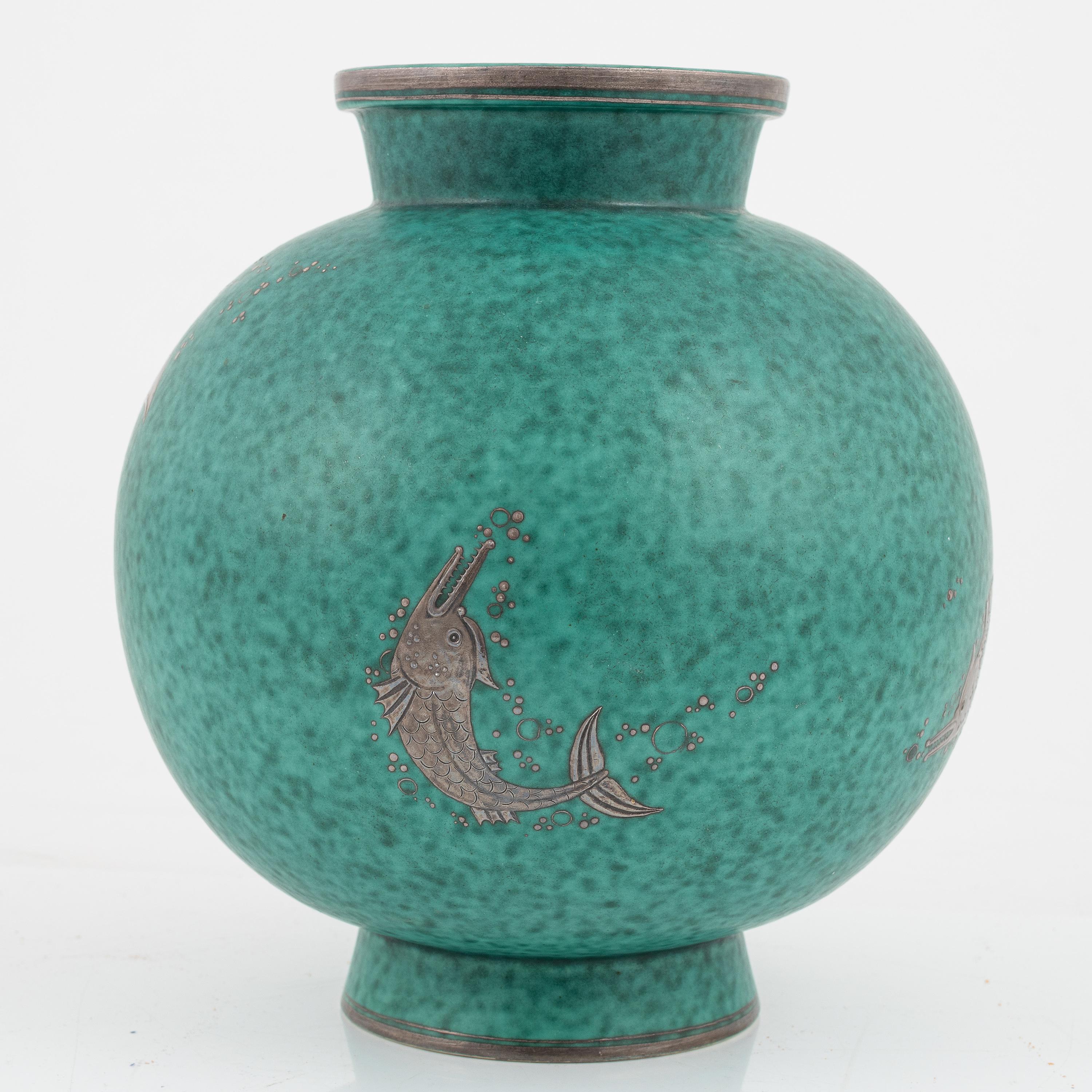 Silver Wilhelm Kage Vase Stoneware 
