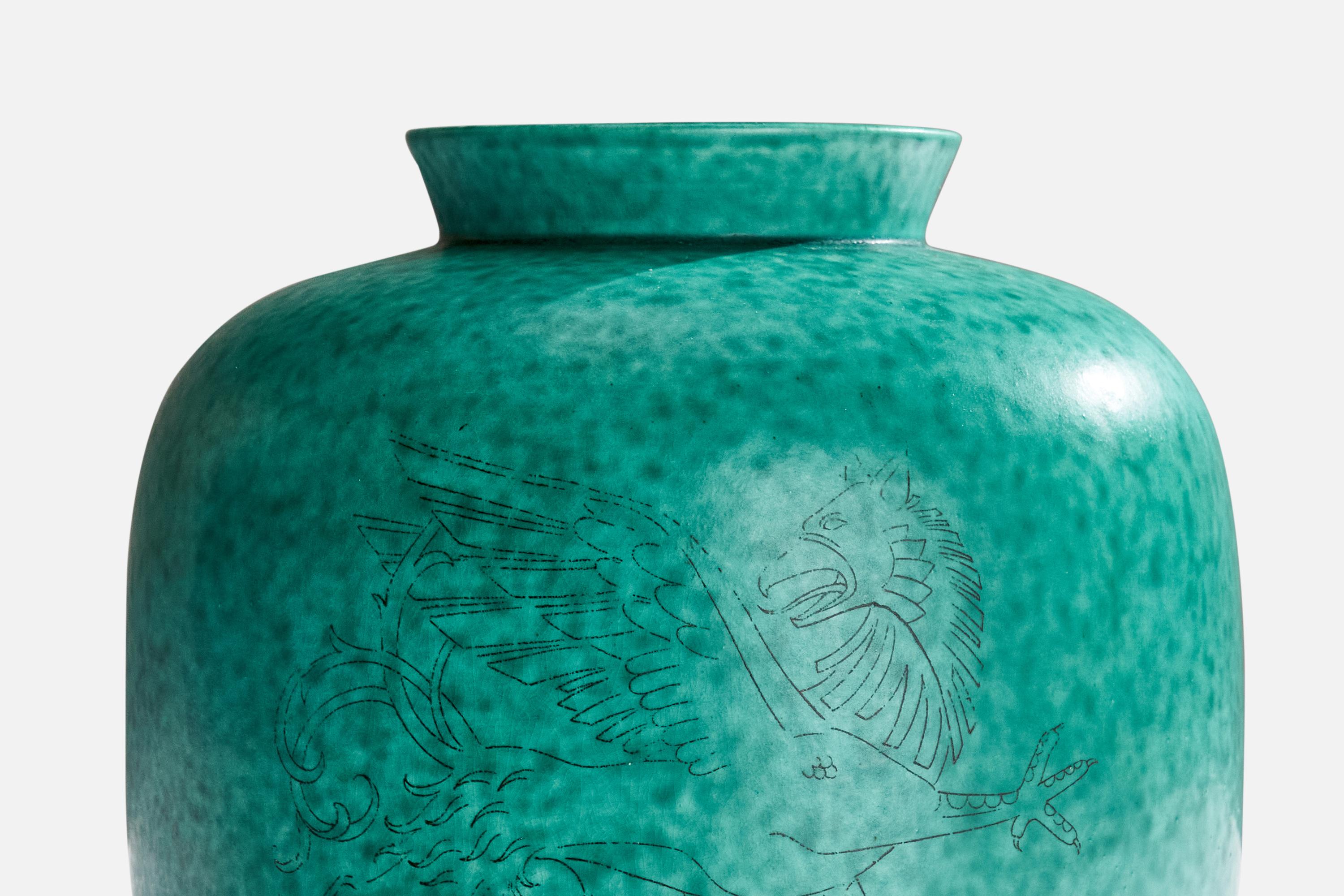 Milieu du XXe siècle Wilhelm Kåge, vase, grès, Suède, années 1950 en vente