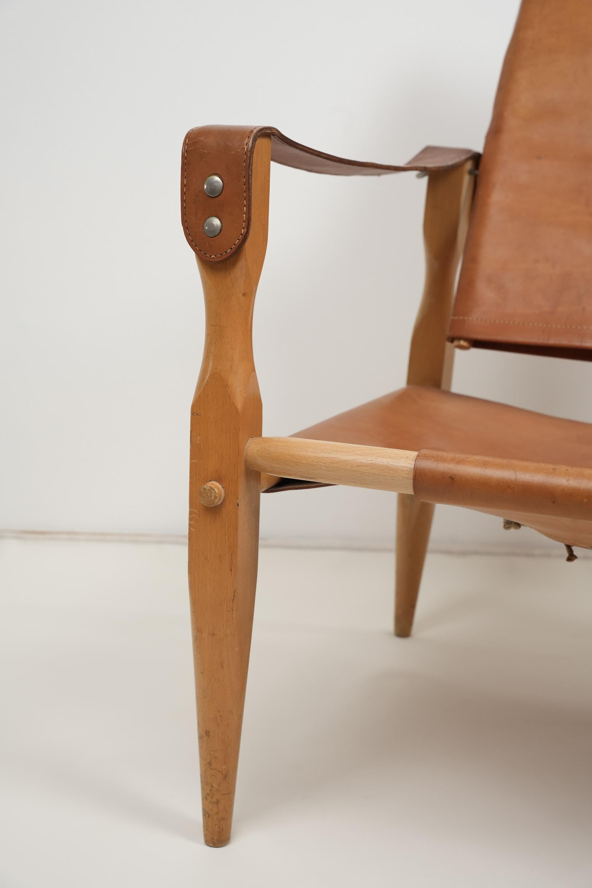 Wilhelm Kienzle Safari-Stuhl aus Leder 1950er Jahre im Angebot 5