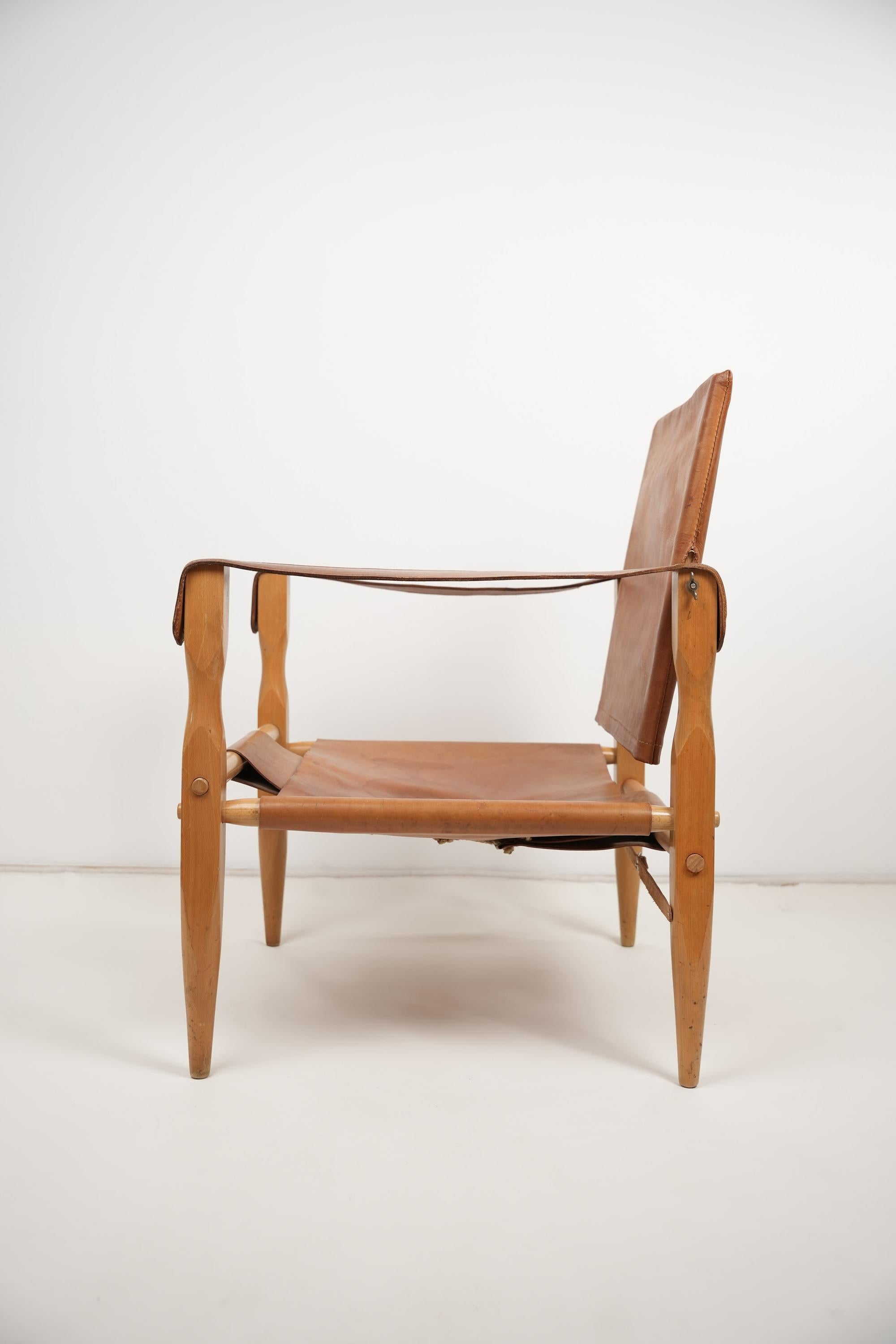 Wilhelm Kienzle Safari-Stuhl aus Leder 1950er Jahre (Moderne der Mitte des Jahrhunderts) im Angebot