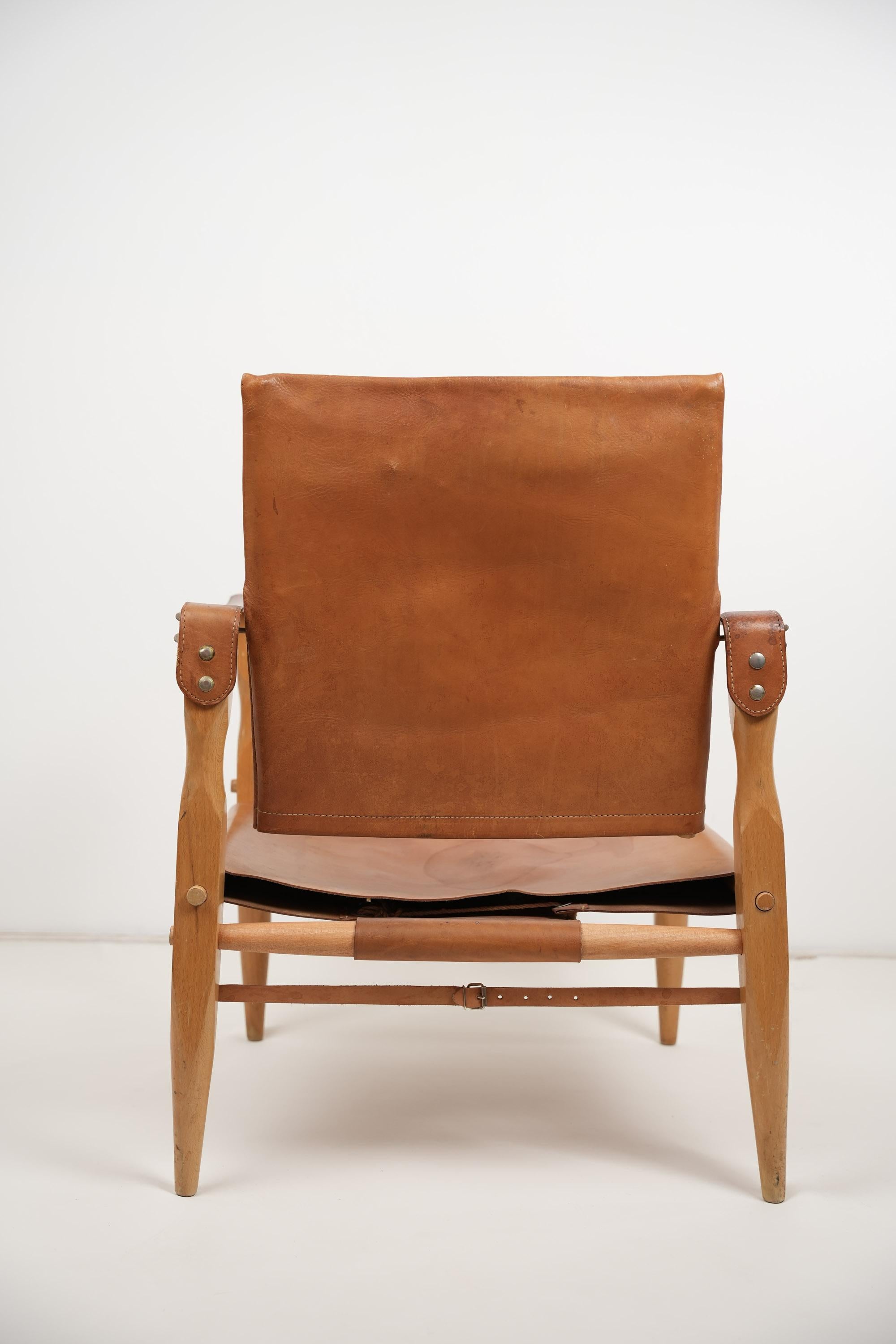 German Wilhelm Kienzle Leather Safari Chair 1950s For Sale
