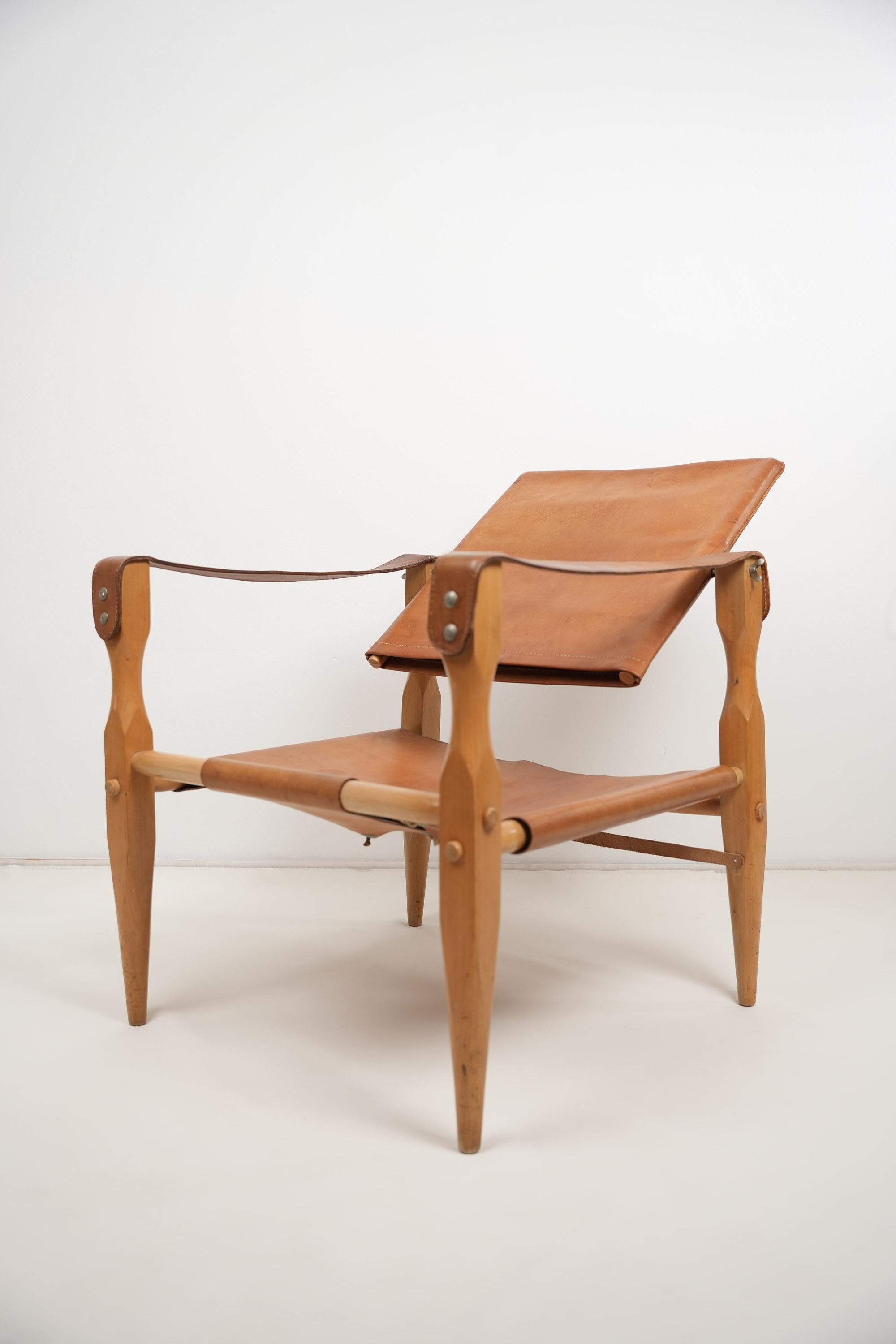 Wilhelm Kienzle Safari-Stuhl aus Leder 1950er Jahre im Zustand „Gut“ im Angebot in Čelinac, BA