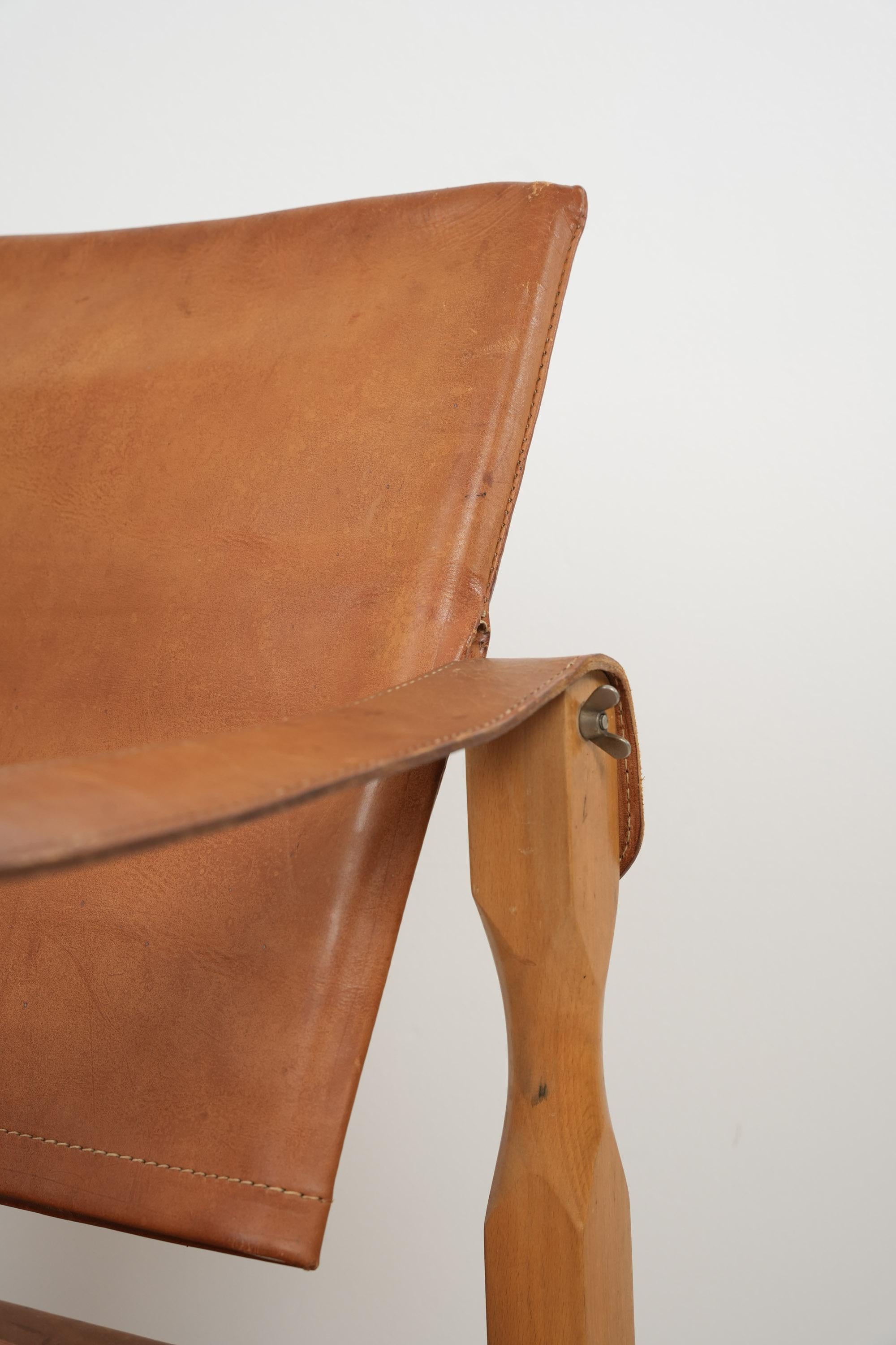 Wilhelm Kienzle Safari-Stuhl aus Leder 1950er Jahre im Angebot 1