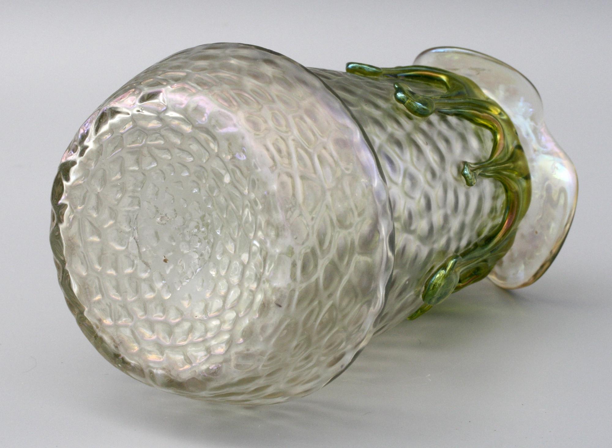 Blown Glass Wilhelm Kralik Art Nouveau Trailed Iridescent Art Glass Vase