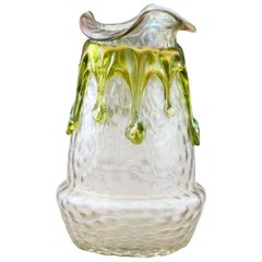 Wilhelm Kralik Art Nouveau Trailed Iridescent Art Glass Vase