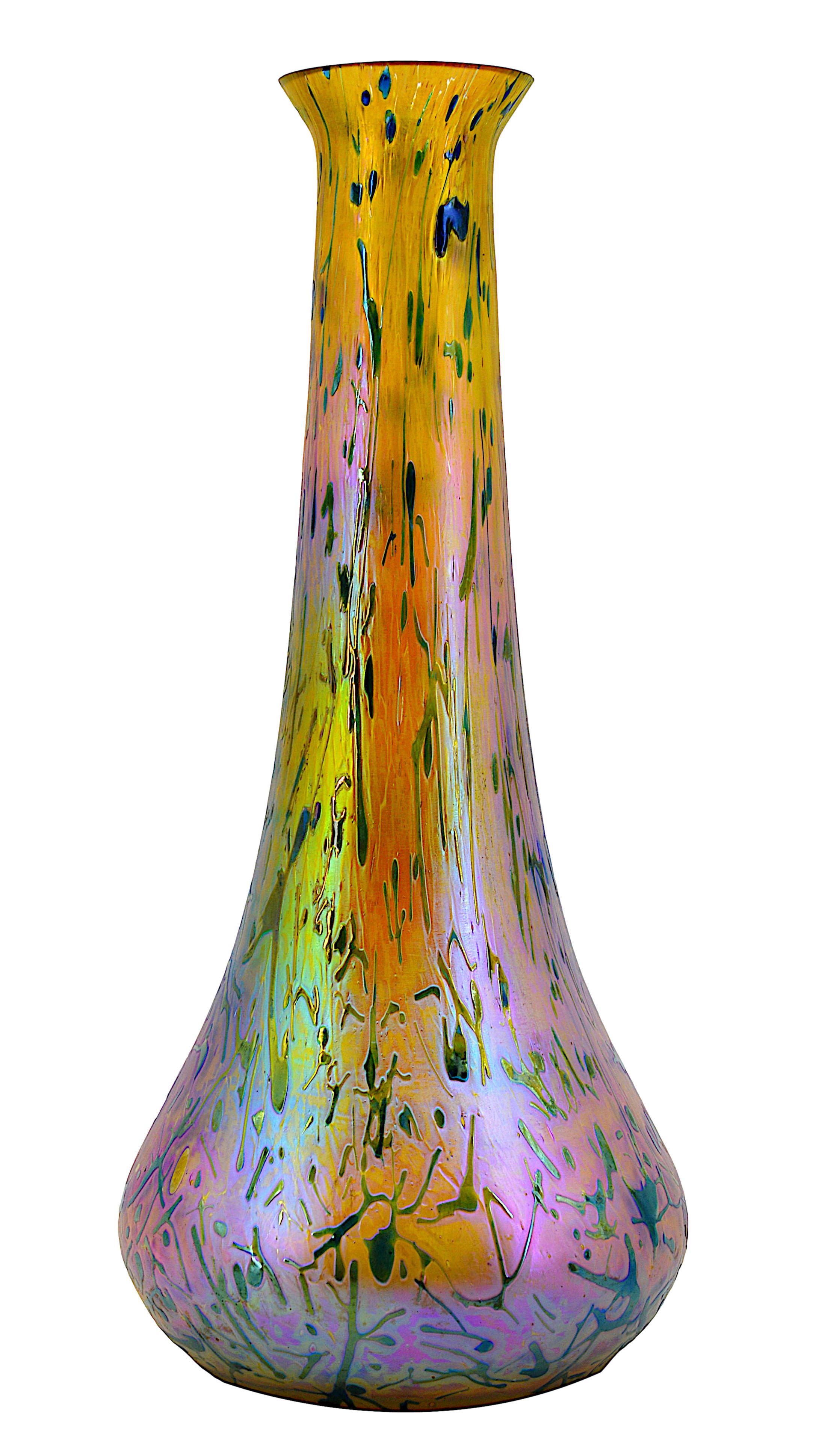 Vienna Secession Wilhelm Kralik Sohn Eleonoranhain Art Glass Vase, 1900 For Sale