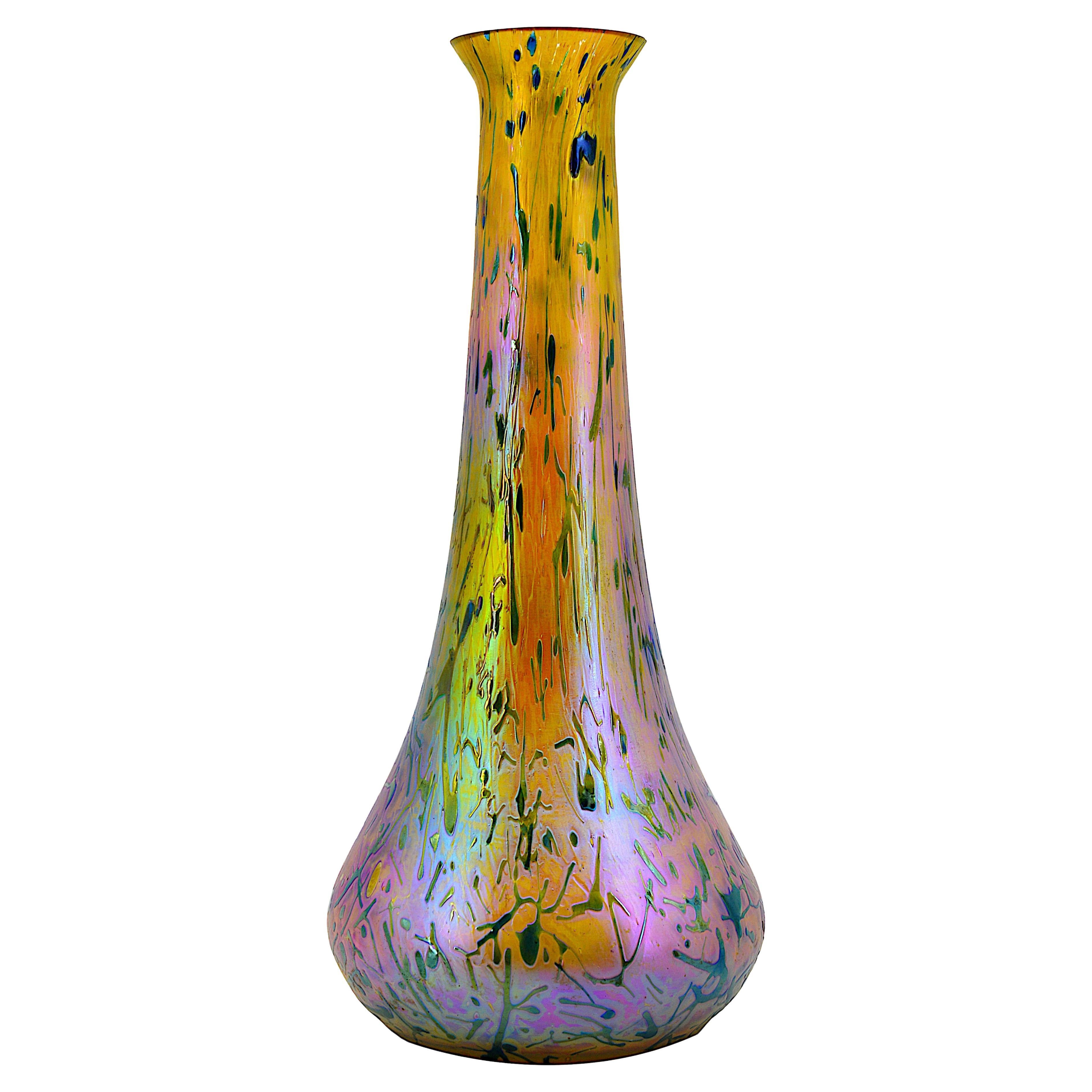 Wilhelm Kralik Sohn Eleonoranhain Art Glass Vase, 1900 For Sale