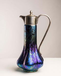 Wilhelm Kralik Sohn Iridescent Bohemian Glass Jug, Early 20th Century