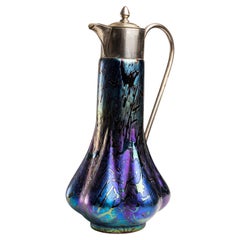 Wilhelm Kralik Sohn Iridescent Bohemian Glass Jug, Early 20th Century