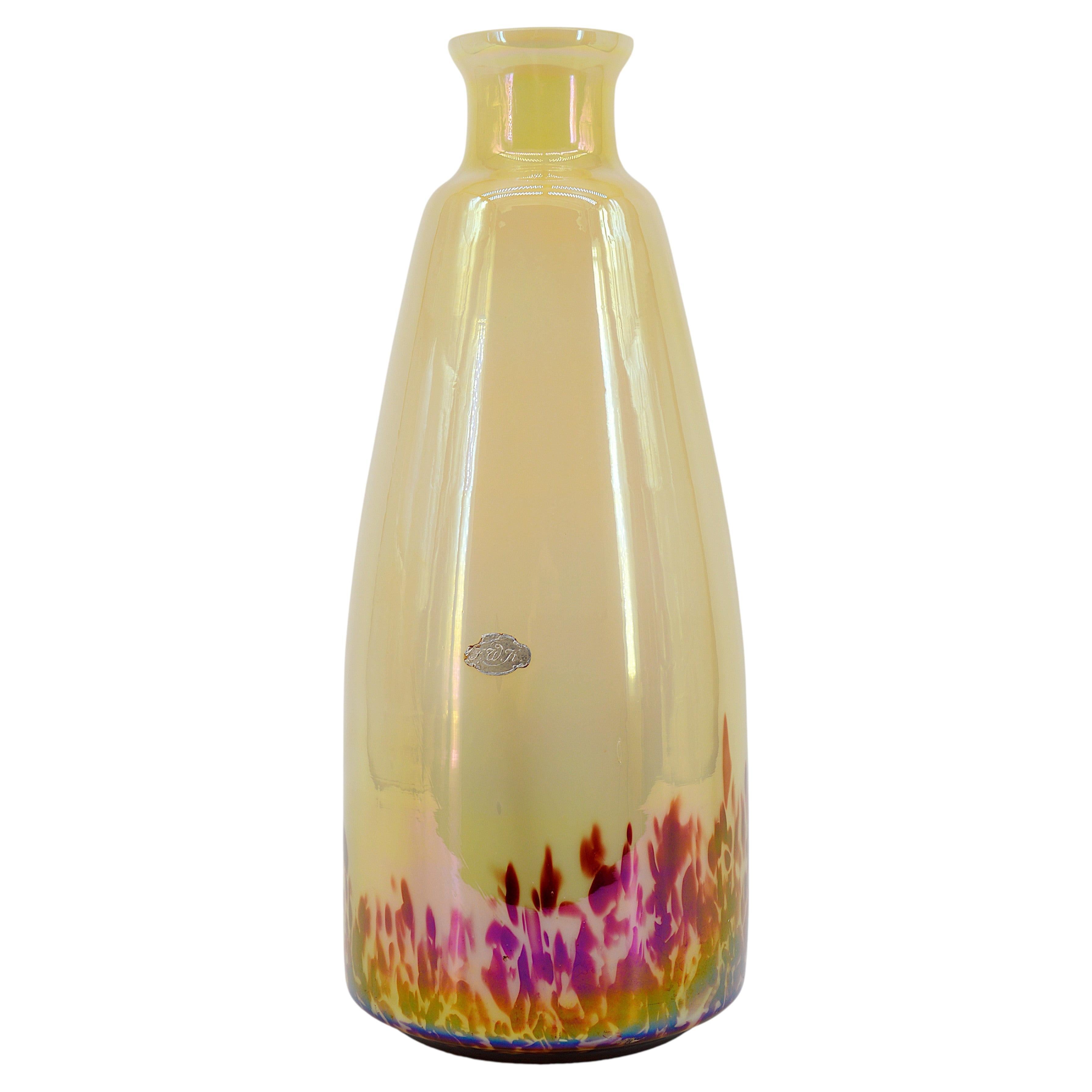 Wilhelm Kralik Sohn Large Art Glass Vase, 1920 For Sale