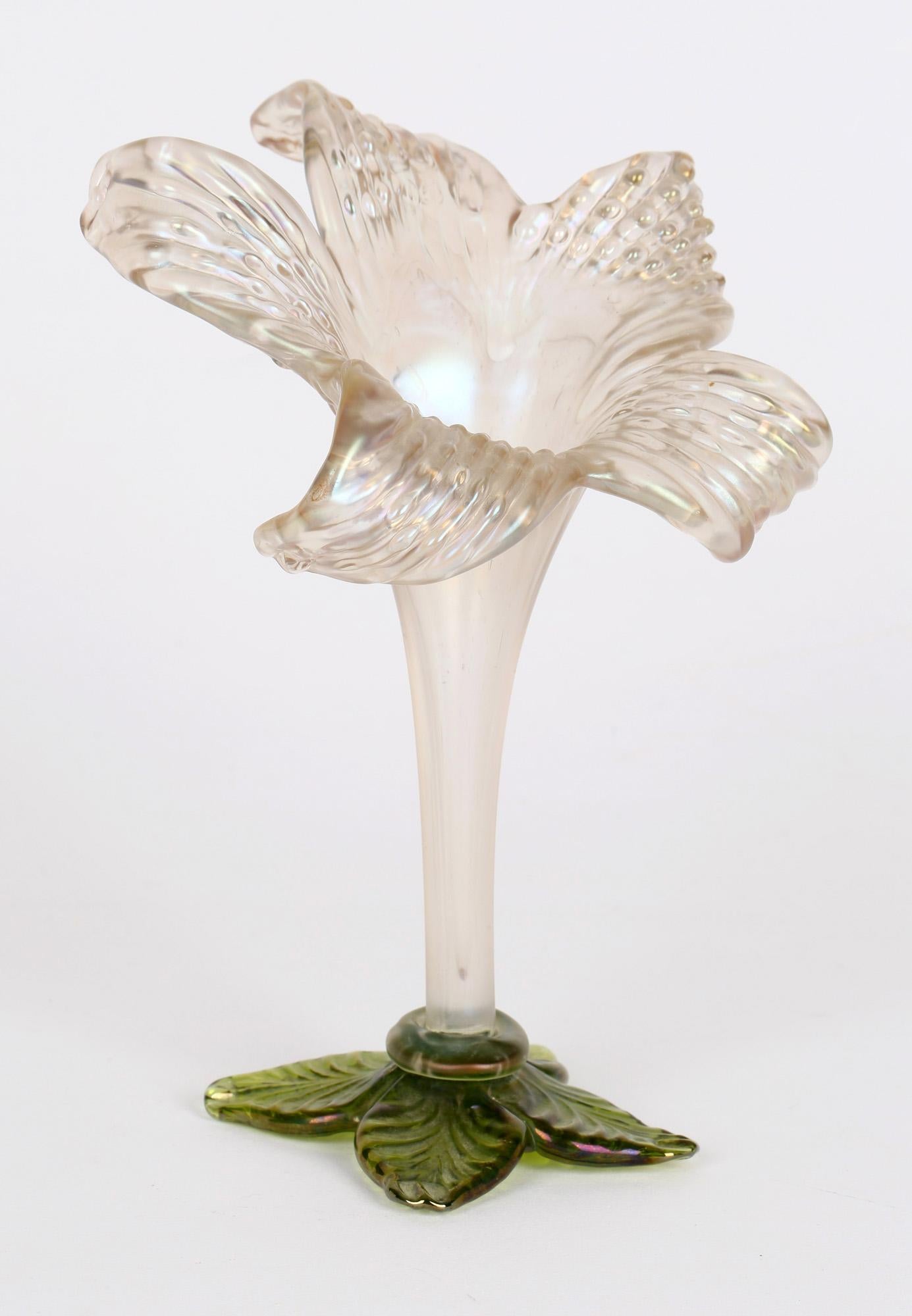 Wilhelm Kralik Sohne Bohemian Iridescent Art Glass Solifleur Floral Vase 4