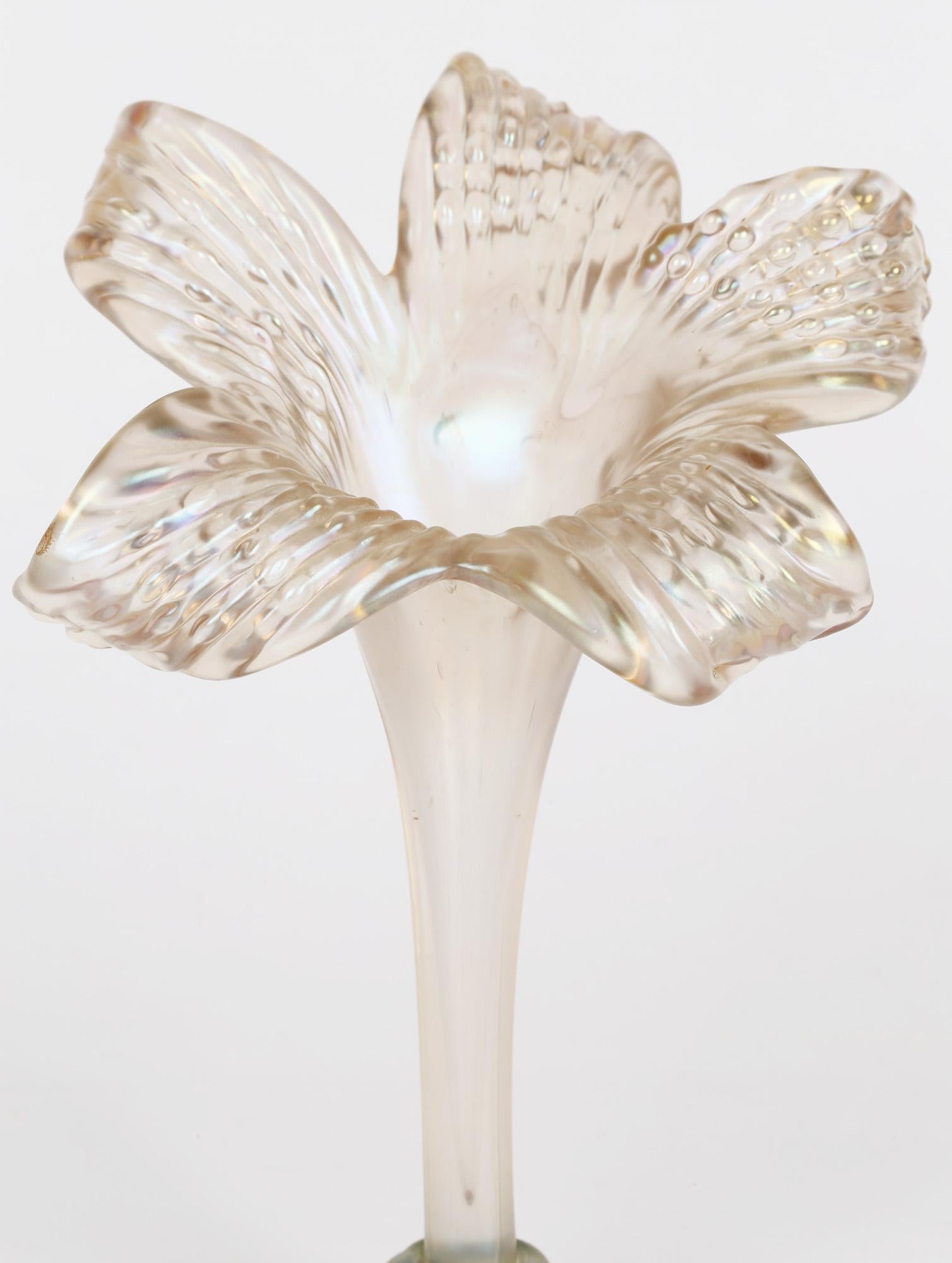 Wilhelm Kralik Sohne Bohemian Iridescent Art Glass Solifleur Floral Vase 5
