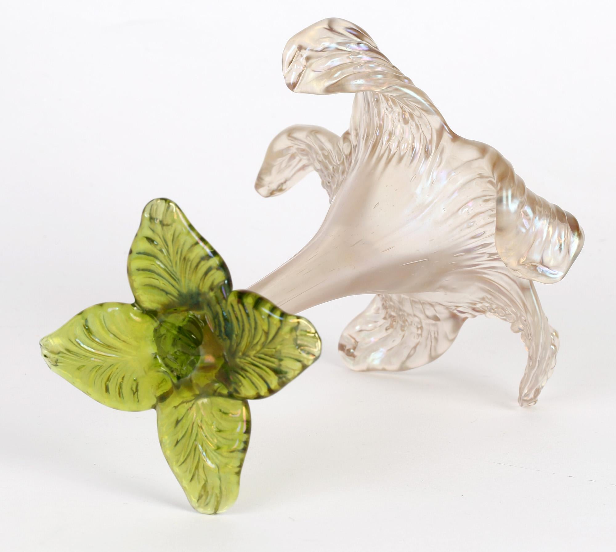 Hand-Crafted Wilhelm Kralik Sohne Bohemian Iridescent Art Glass Solifleur Floral Vase