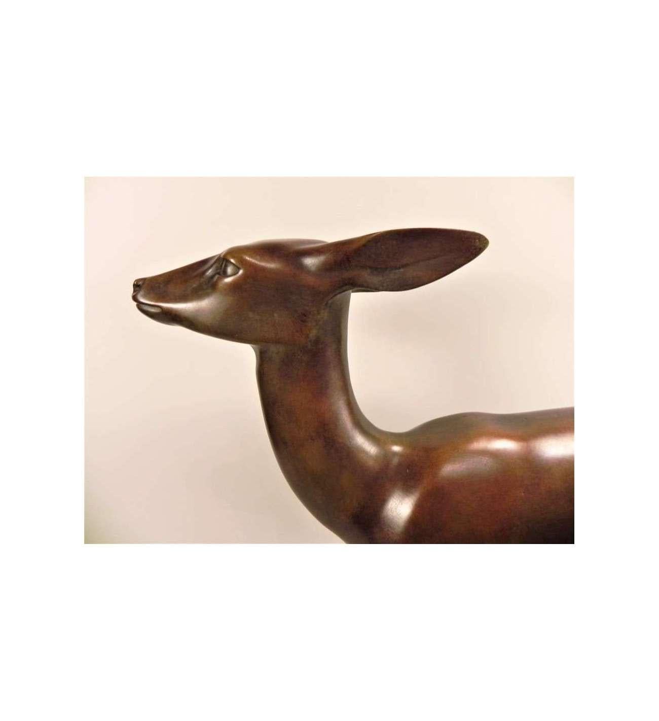 Wilhelm Krieger (1877-1945), scultura di cervo in bronzo del 1920 circa - Sculpture di Wilhelm KRIEGER