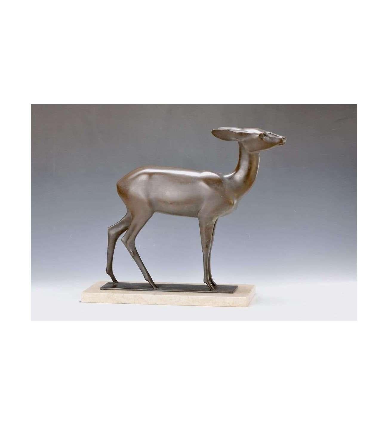 Wilhelm Krieger (1877-1945), scultura di cervo in bronzo del 1920 circa in vendita 2