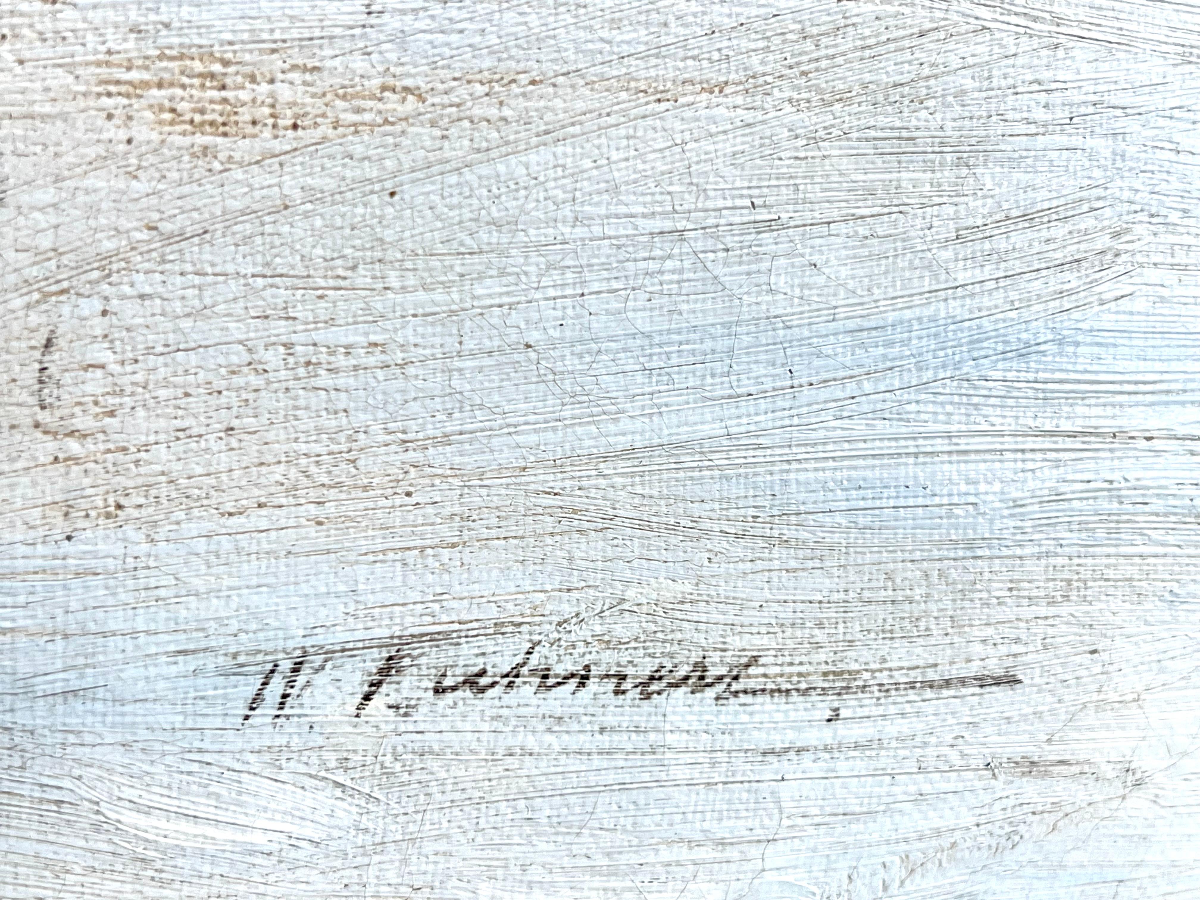 Gemälde der Hirschfamilie in einer Waldlandschaft aus dem 19. Jahrhundert – Romantische Hirschgeweihe im Angebot 2
