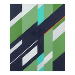 Wilhelm Lindvall, listed Swedish artist.  Oil on canvas. Geometric composition.