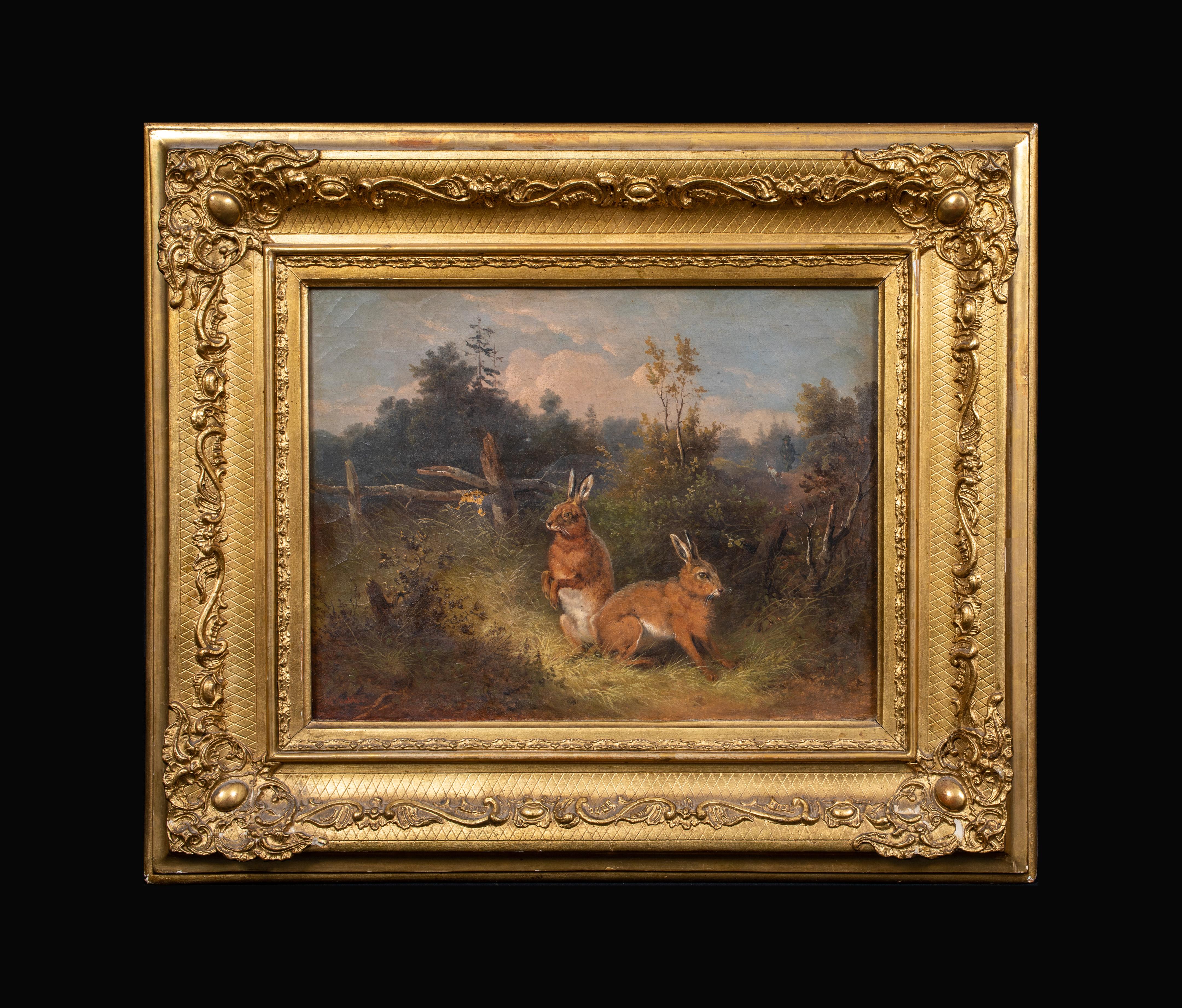 Study Of Wild Hares, 19th Century - Painting by  Wilhelm Melchior