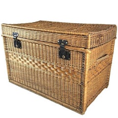 Wilhelm Melzer Large Wicker Basket Trunk, 1910s, Austria