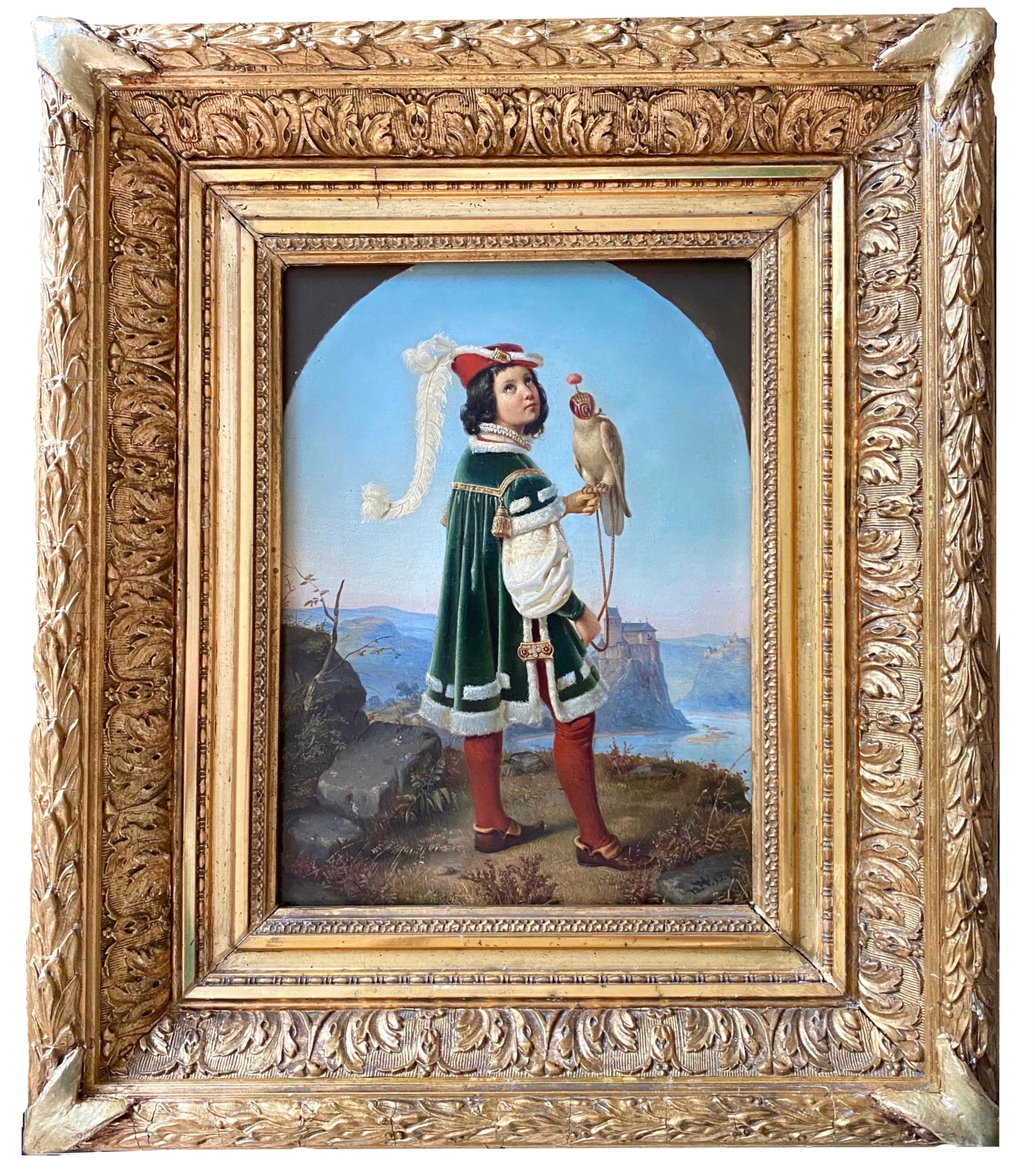 Wilhelm Nerenz Figurative Painting - 19th century German Nazarene painting - The young prince - Nazarener Von Schadow