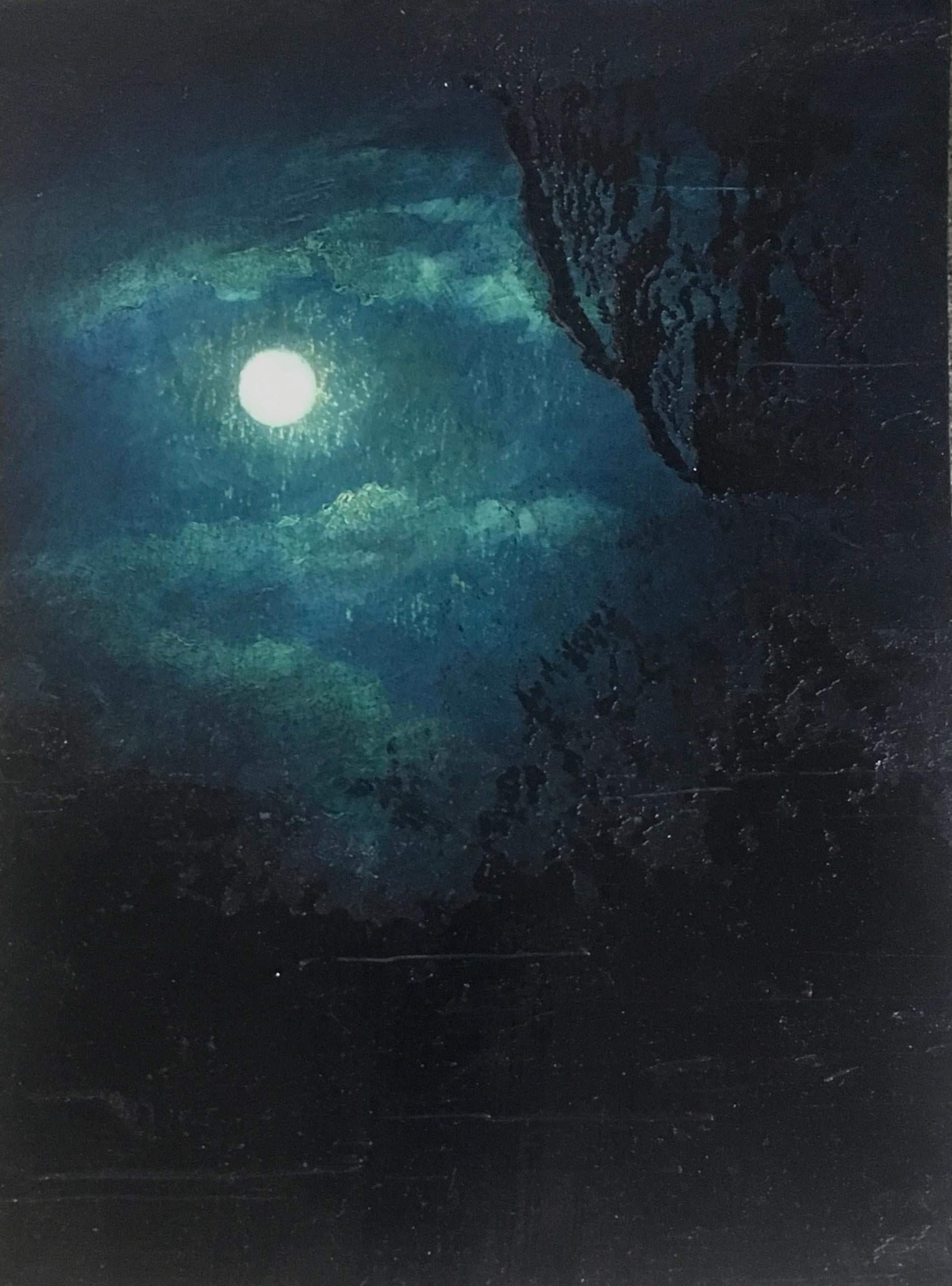 Wilhelm Neusser Landscape Painting - Nocturne/Moon (M2-05)