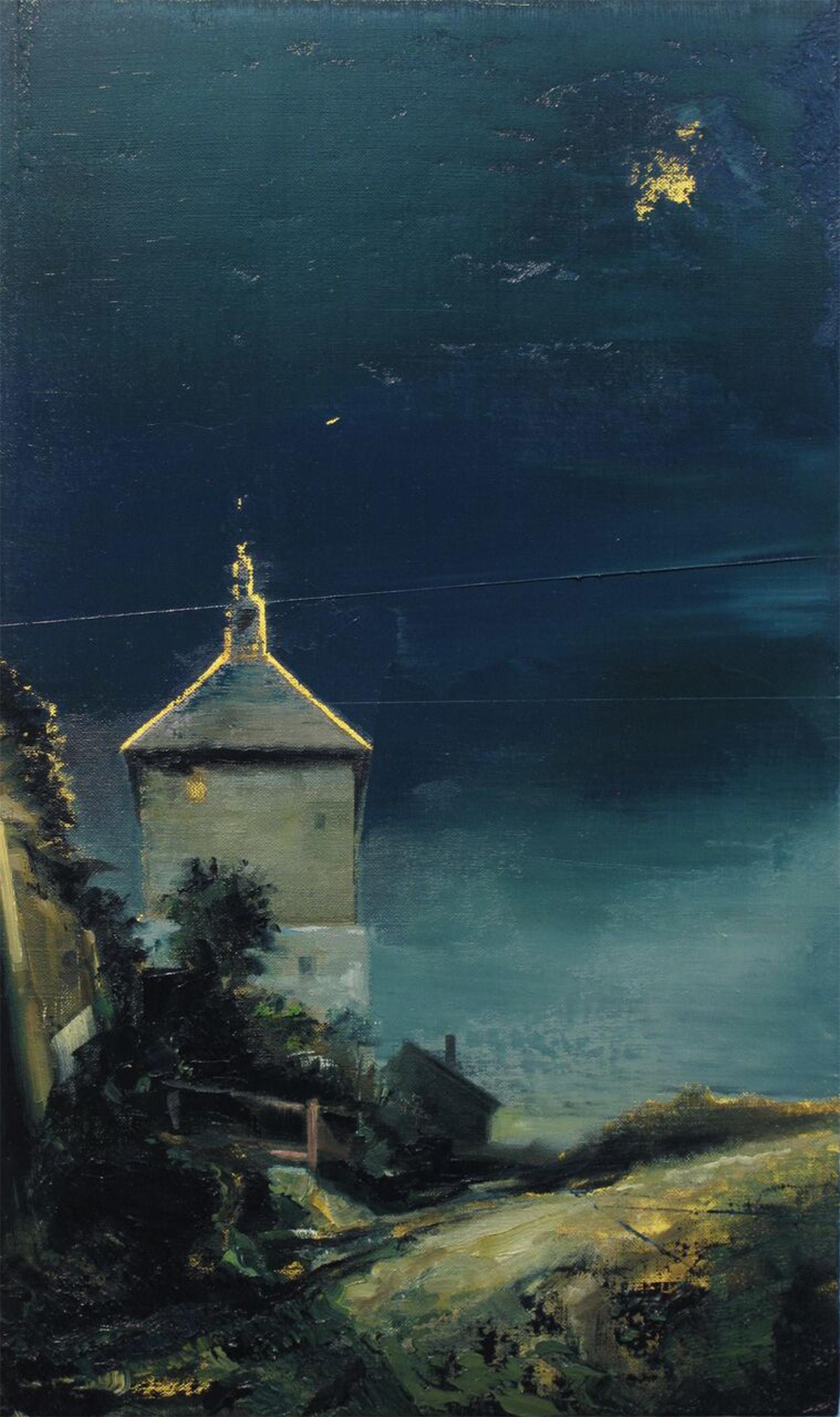 Wilhelm Neusser Landscape Painting - Nocturne/ Tower (1731)