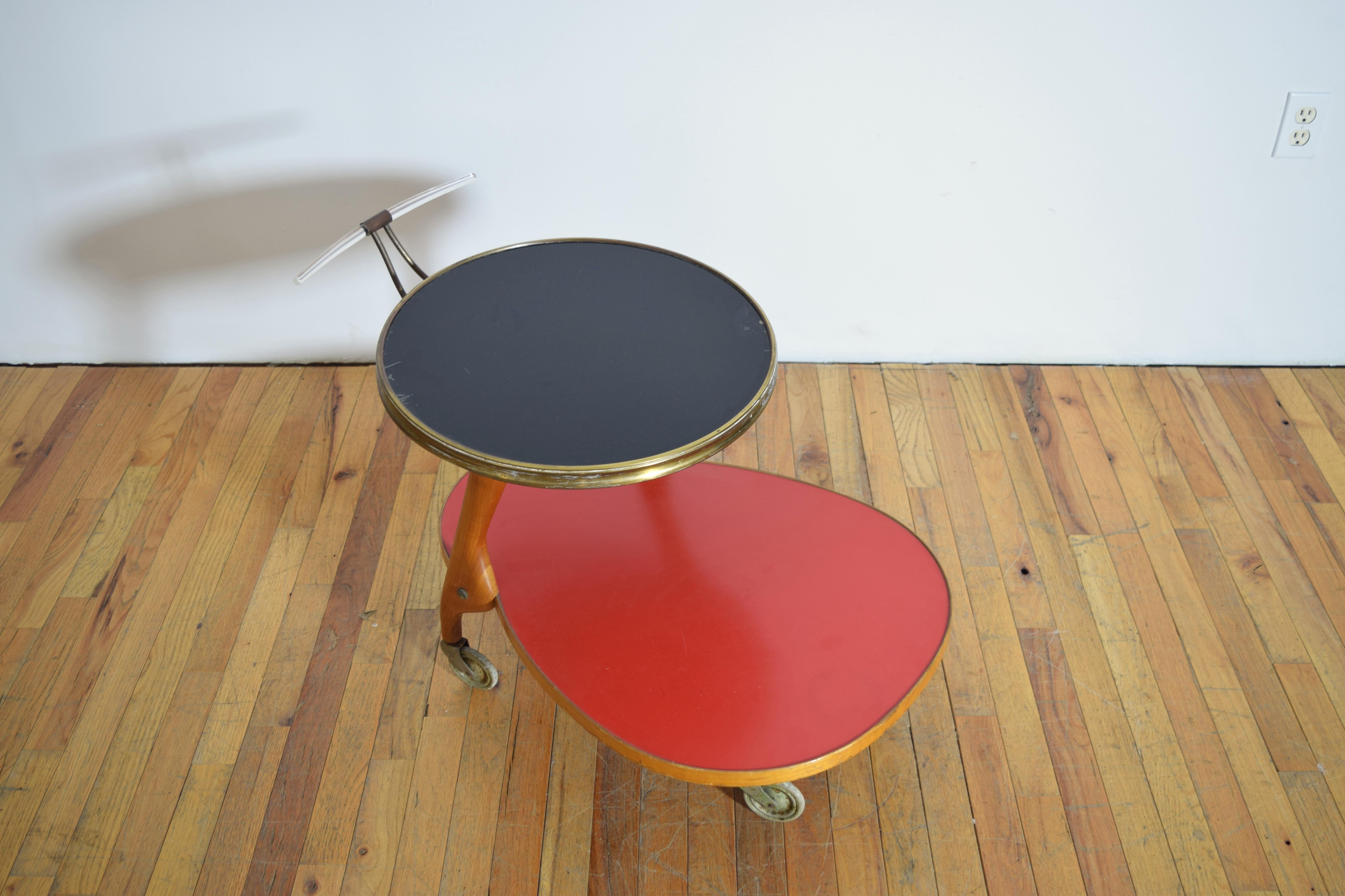 Ottone Carrello da bar o carrello da tè retrò tedesco Wilhelm Renz, anni '50 in vendita