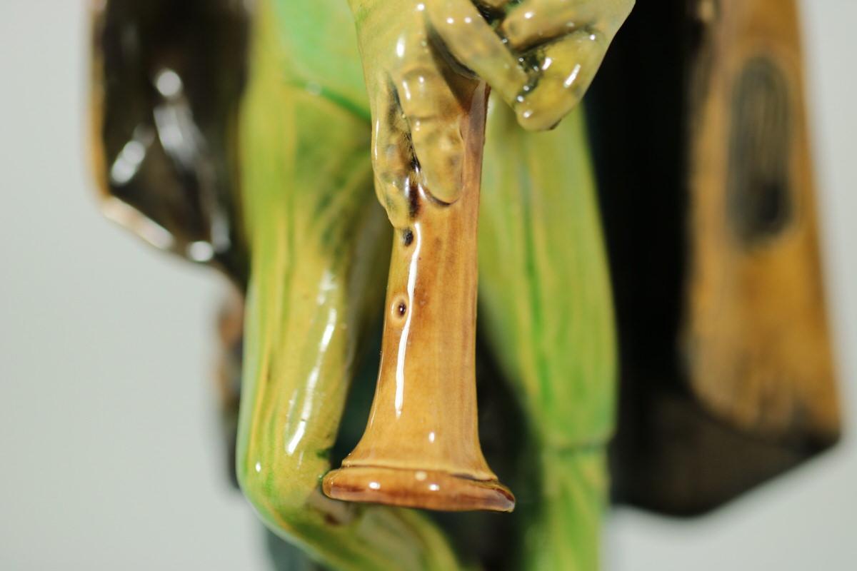 Wilhelm Schiller Majolica Frog Playing Bagpipes Figure 4