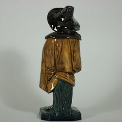 Wilhelm Schiller Majolica Frog Playing Bagpipes Figure