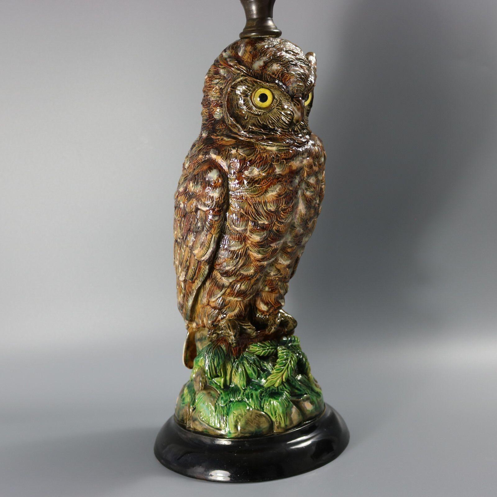 Lámpara de mayólica Wilhelm Schiller con forma de búho en venta 5
