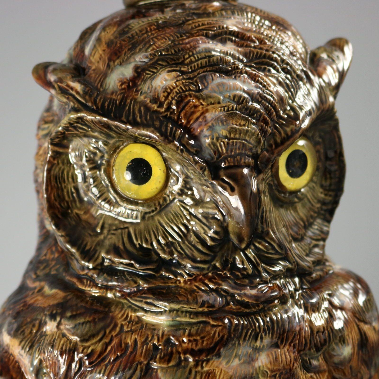 Lámpara de mayólica Wilhelm Schiller con forma de búho en venta 7
