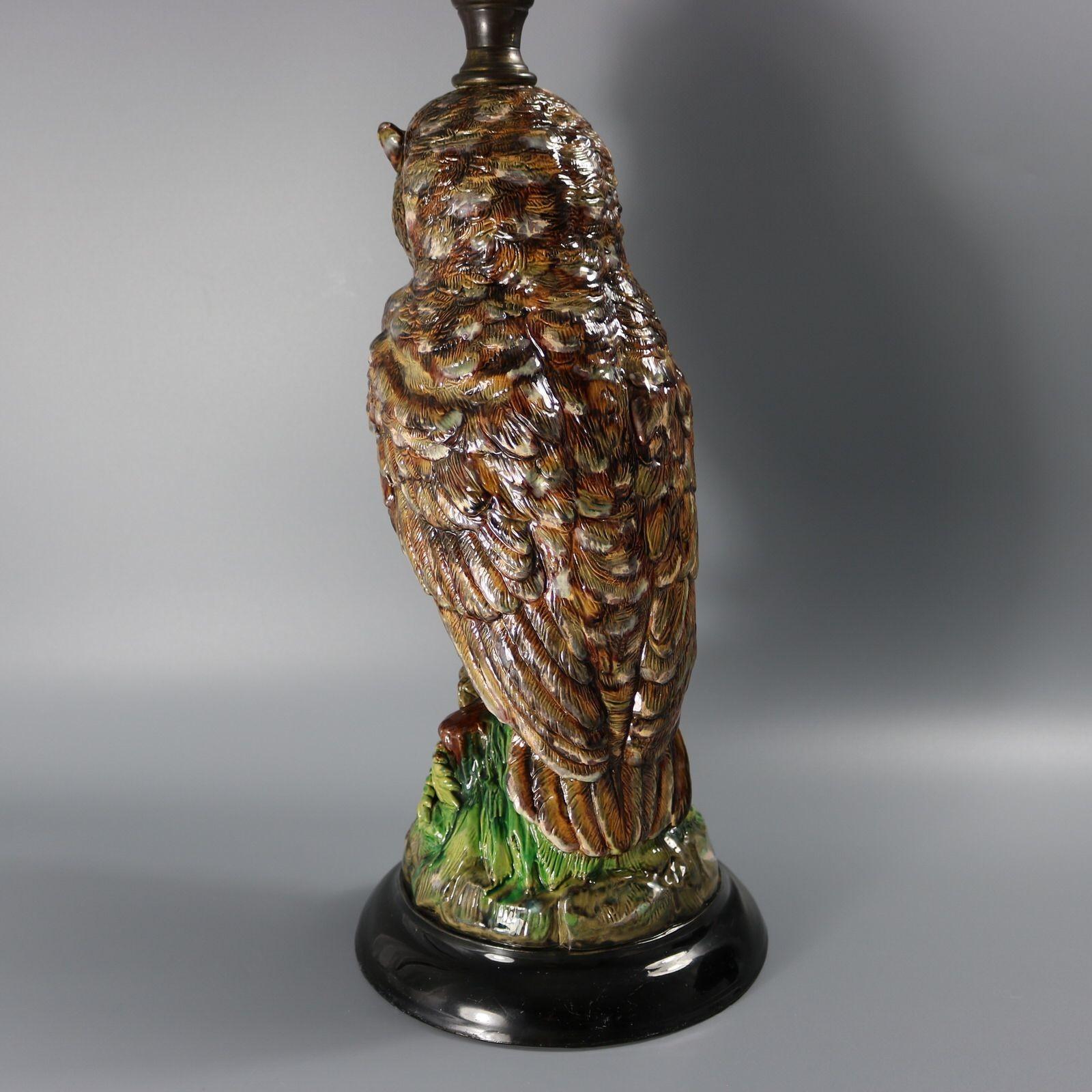 Lámpara de mayólica Wilhelm Schiller con forma de búho en venta 1