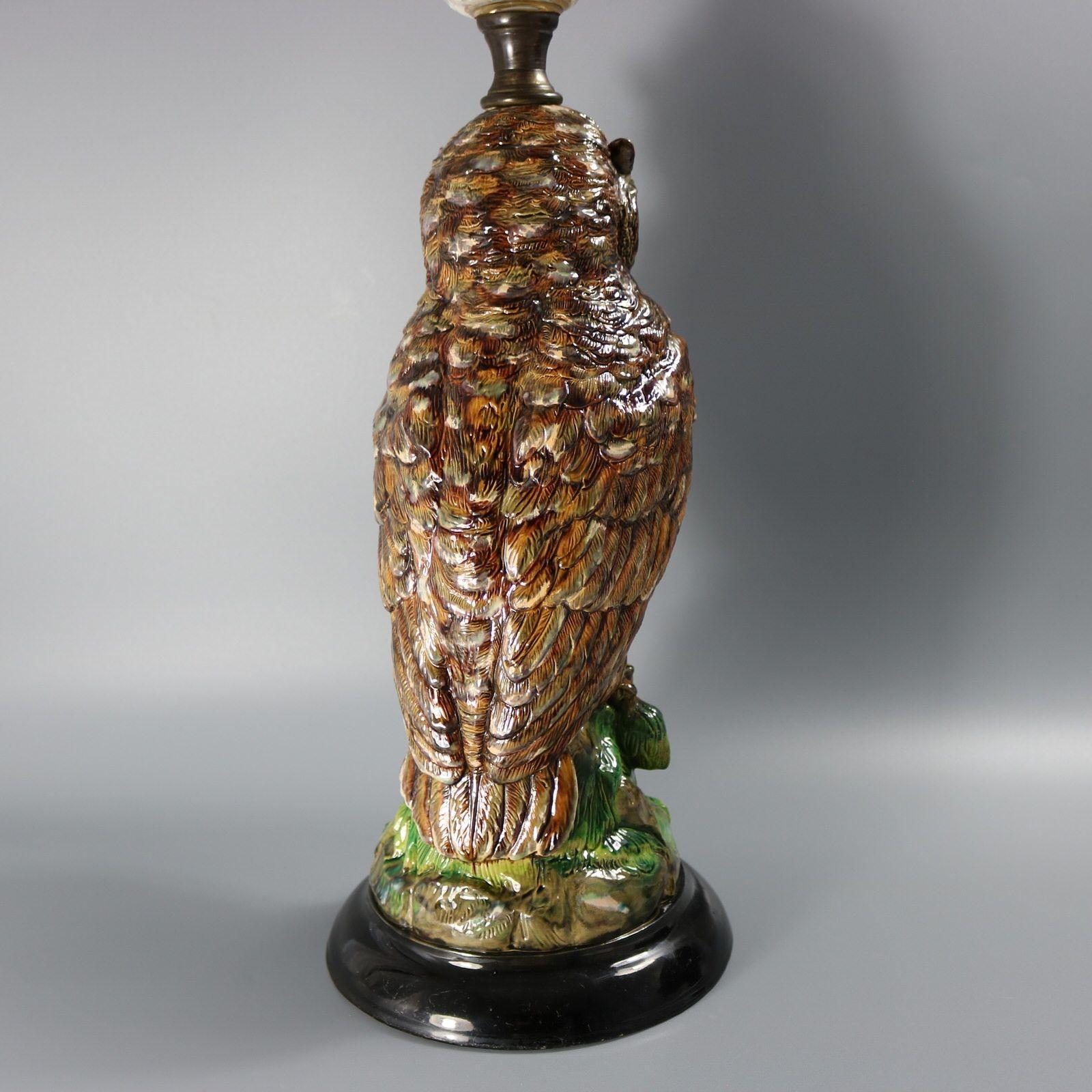 Lámpara de mayólica Wilhelm Schiller con forma de búho en venta 2