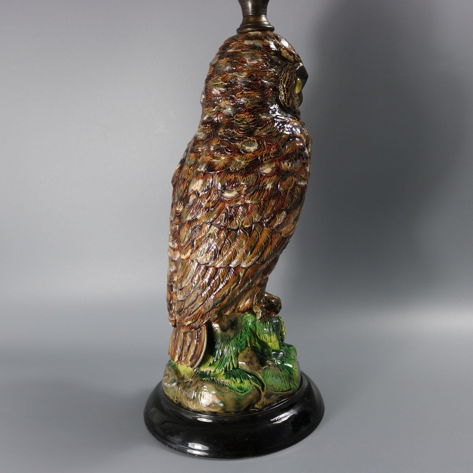 Lámpara de mayólica Wilhelm Schiller con forma de búho en venta 3