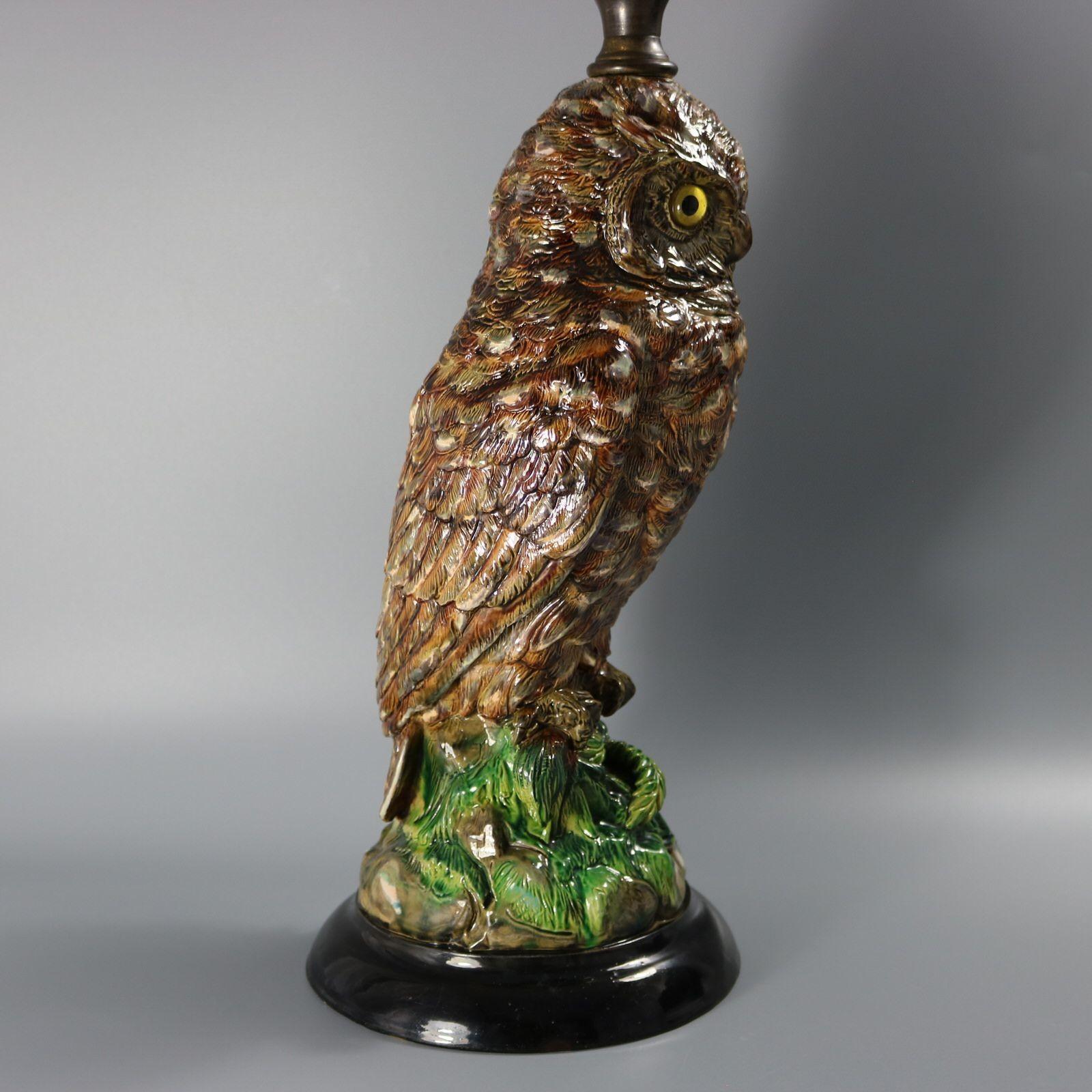 Lámpara de mayólica Wilhelm Schiller con forma de búho en venta 4