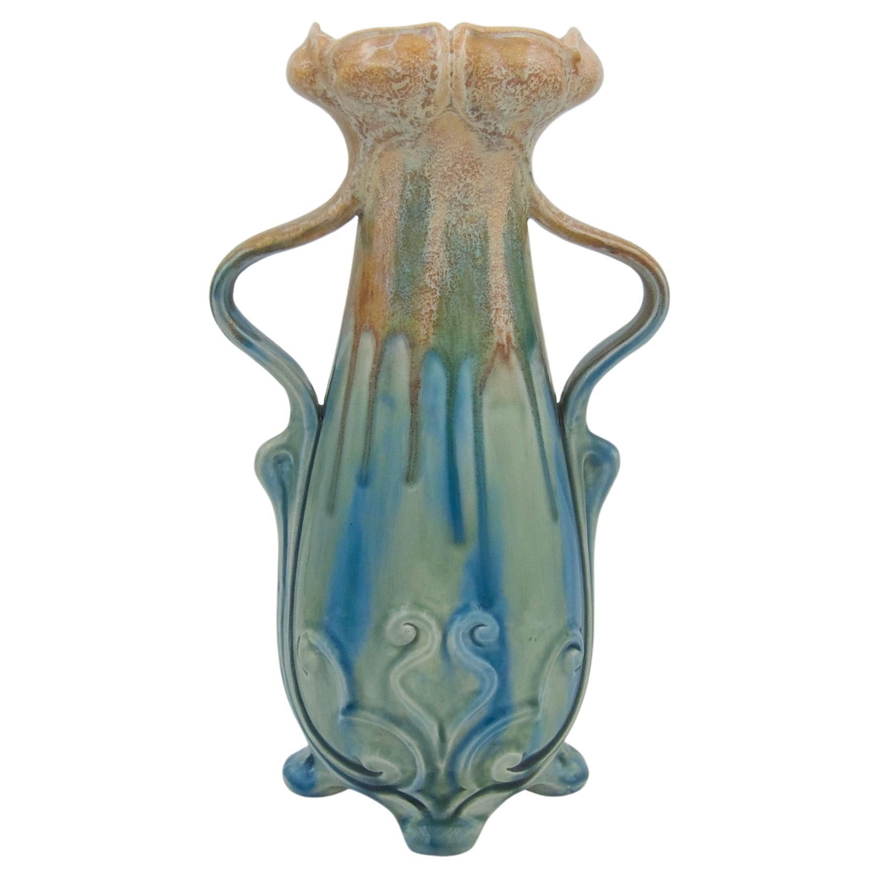 European Wilhelm Schiller & Son Art Nouveau Double Handle Vase