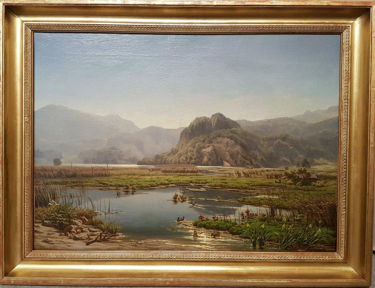 Wilhelm SCHIRMER Landscape Painting - Painting SCHIRMER Oil German landscape romantic painter 19th century Switzerland