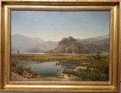 Painting SCHIRMER Oil German landscape romantic painter 19th century Switzerland