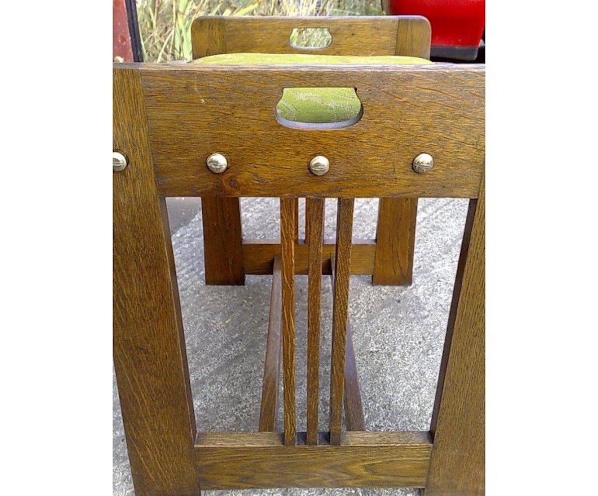 Austrian Wilhelm Schmidt Made by Prag-Rudniker, a Vienna Secession Oak Piano Stool For Sale
