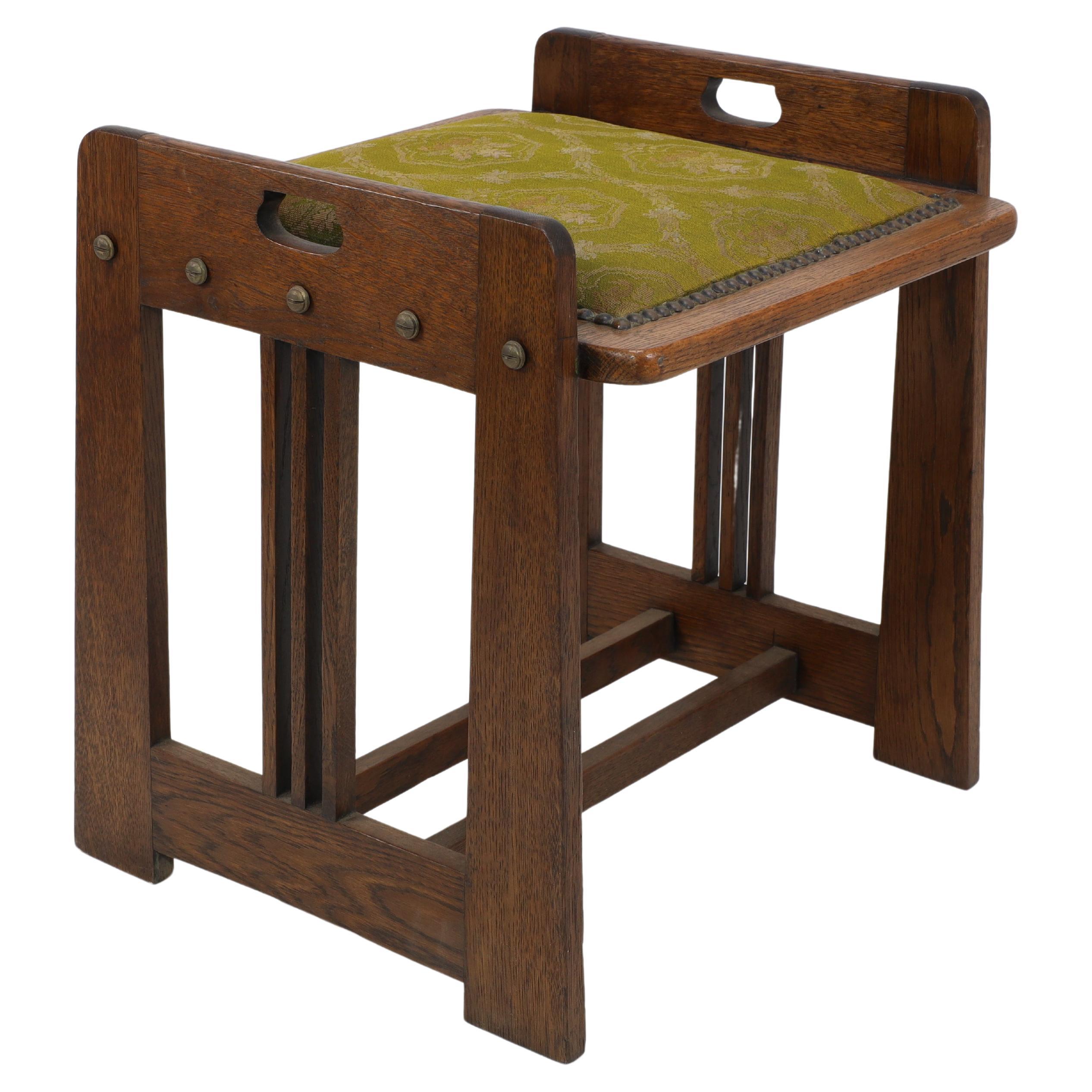 Wilhelm Schmidt Made by Prag-Rudniker, a Vienna Secession Oak Piano Stool For Sale