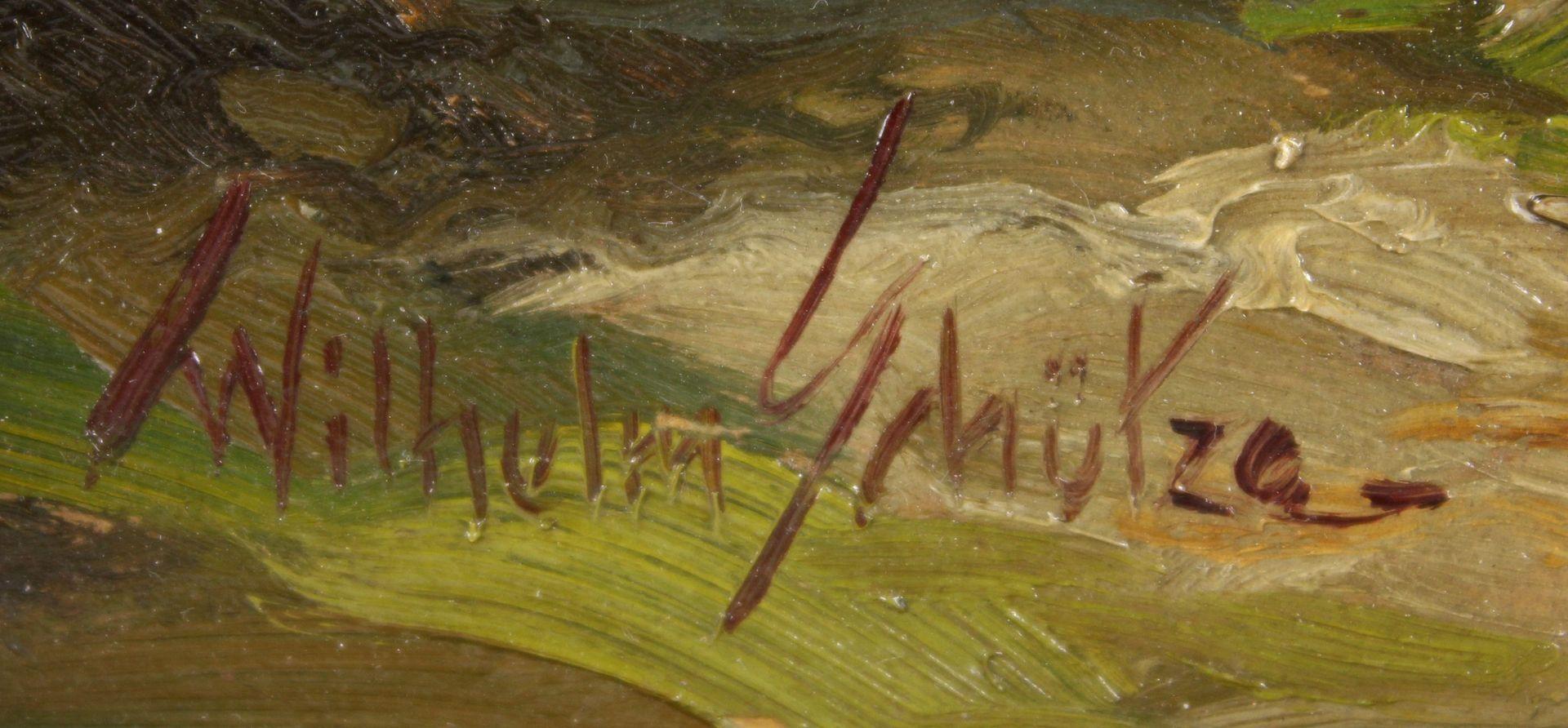 Chemin de bois ensoleillé - Un chemin de forêt aux couleurs vives comme un espace d'imagination - - Marron Landscape Painting par Wilhelm Schütze