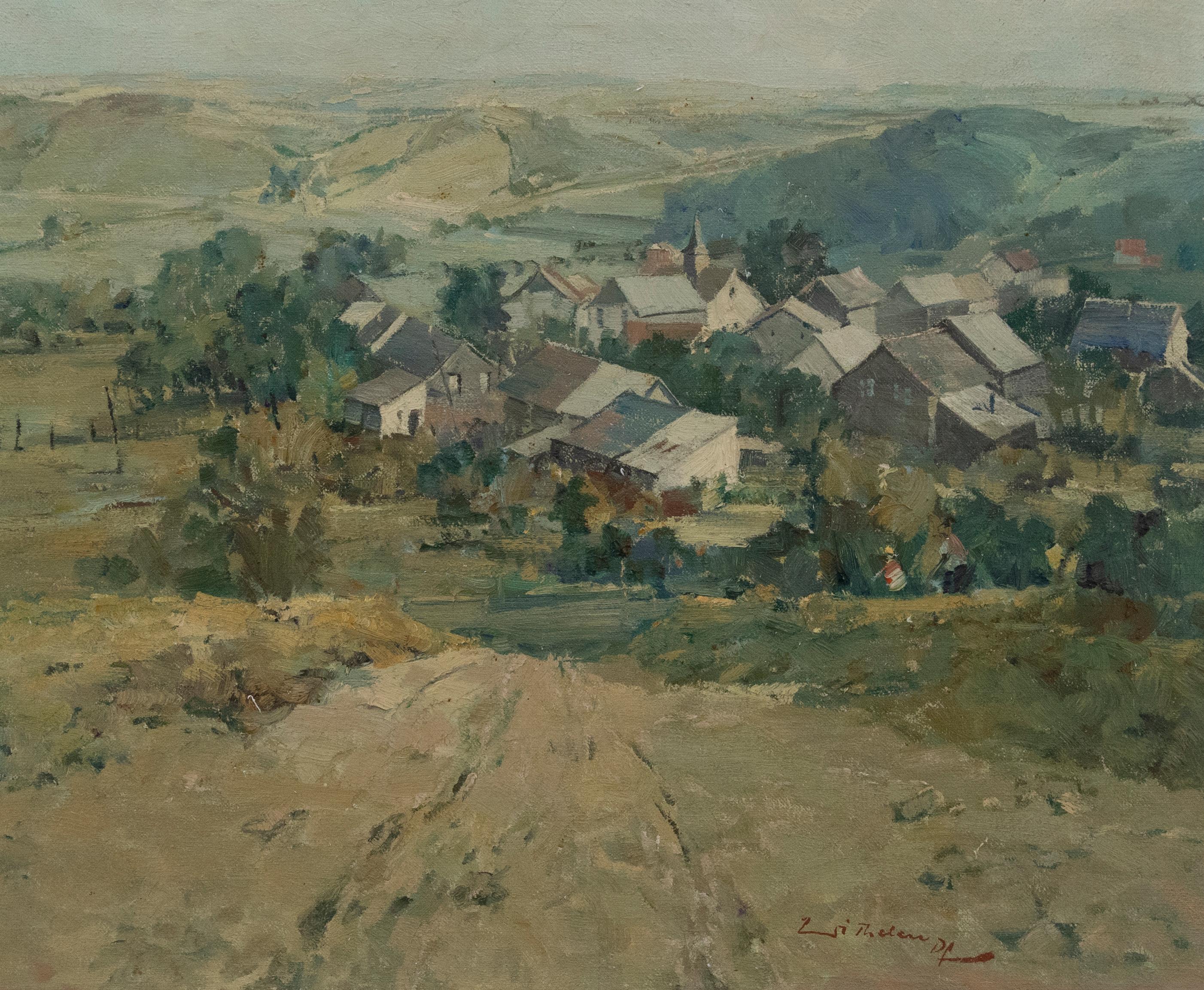 Wilhelm Thelen (1917-1985) - Óleo de mediados del siglo XX, La aldea 1
