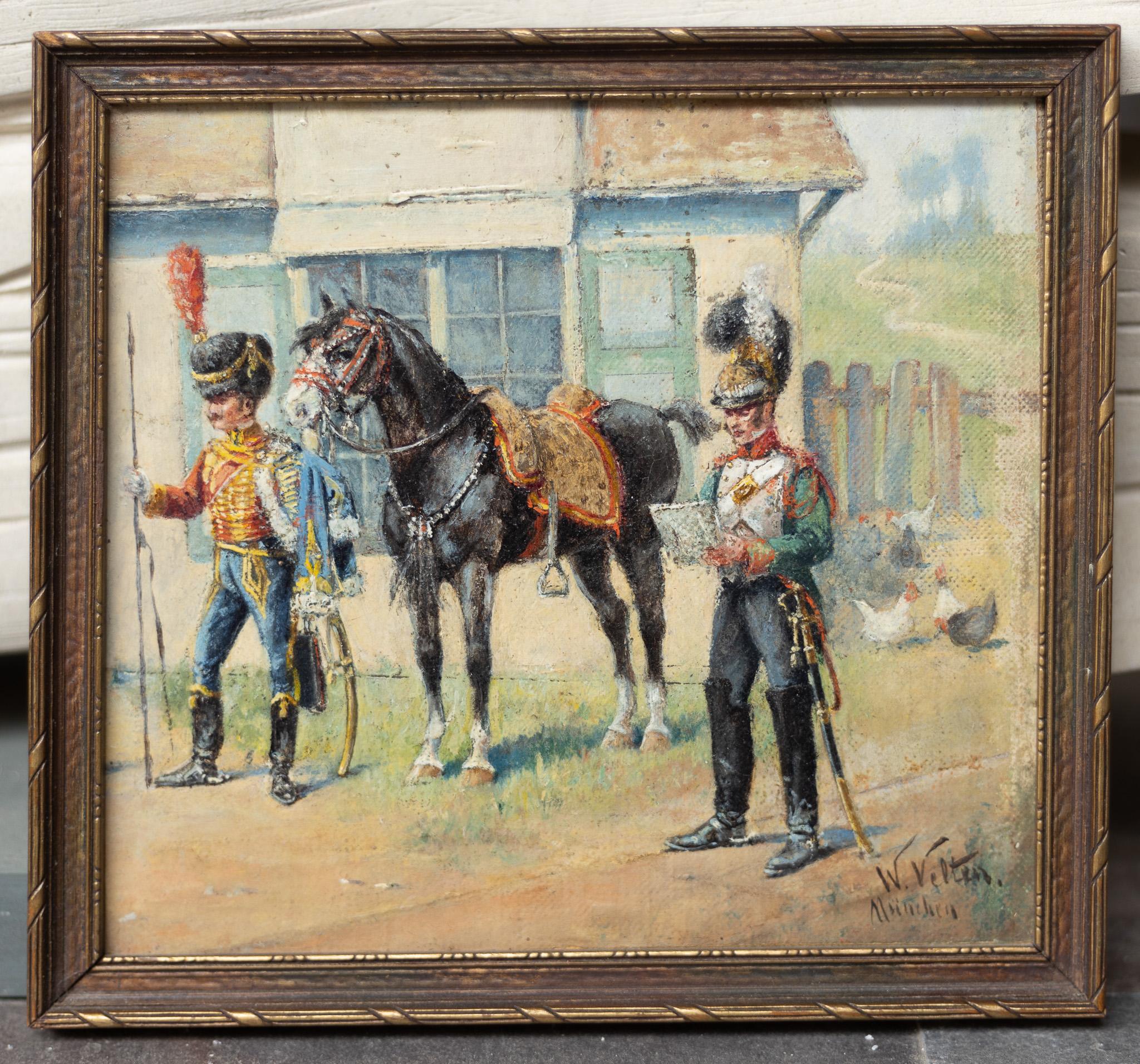 Two Generals and a Horse - Painting by Wilhelm Velten